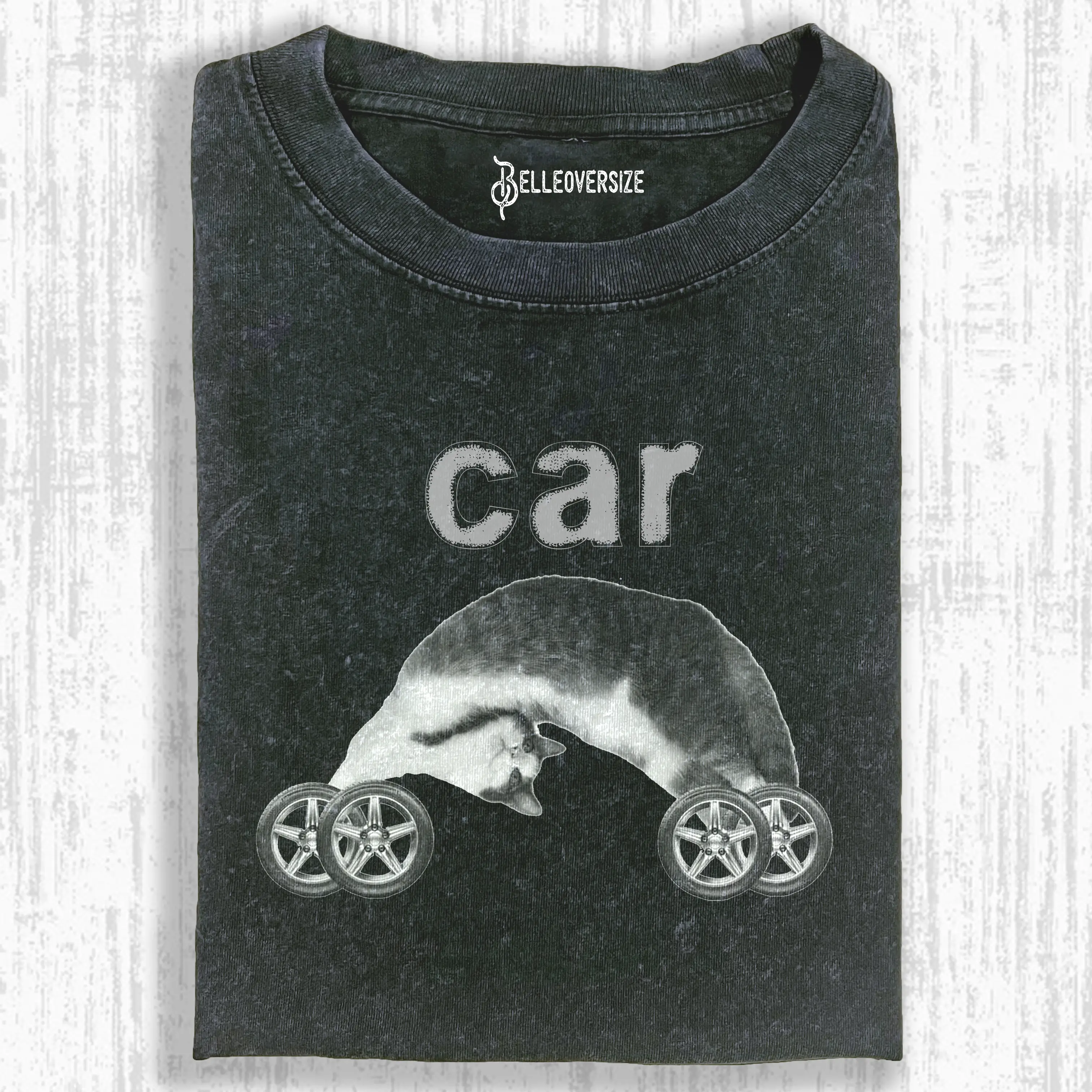 FUNNY CAT CAR T-SHIRT
