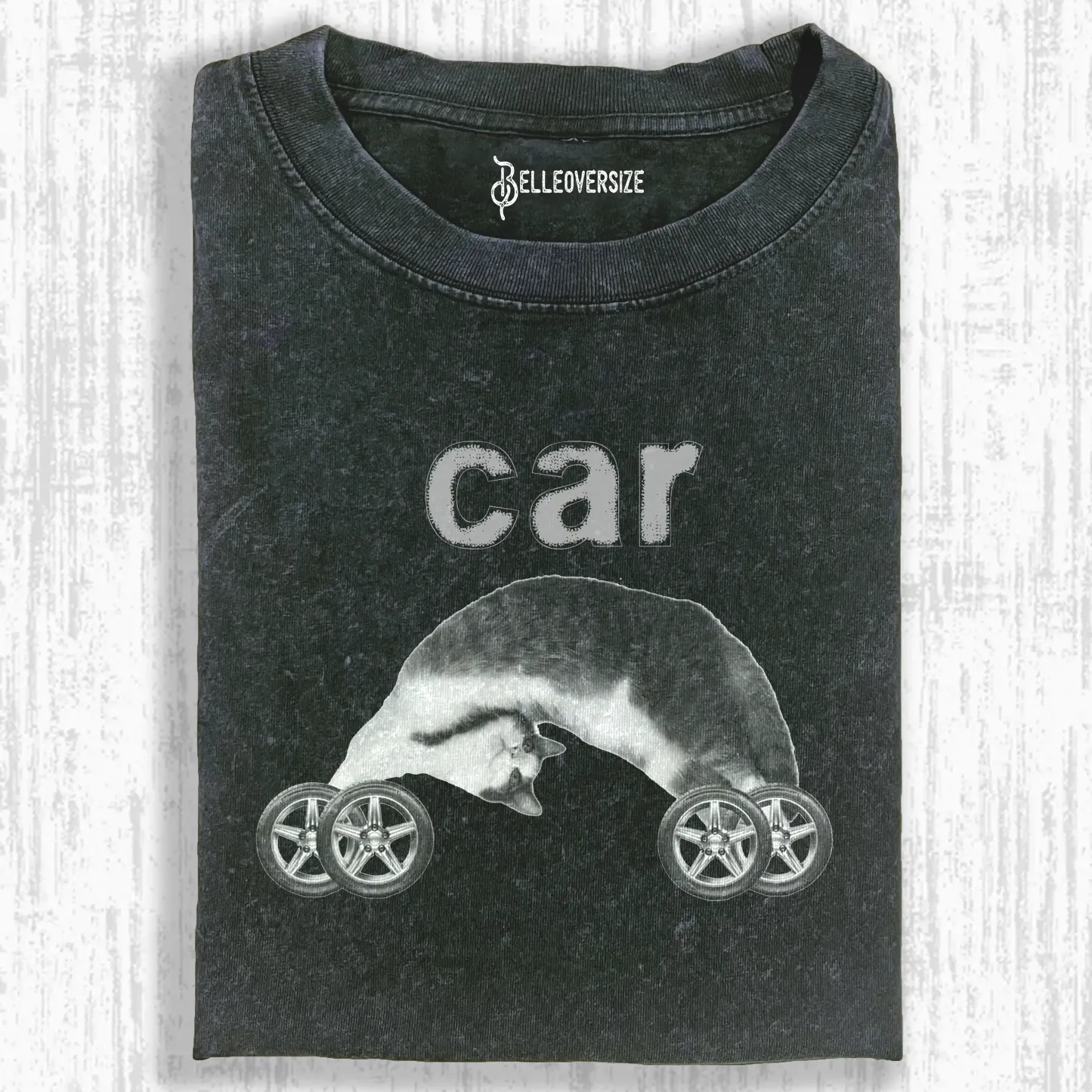 FUNNY CAT CAR T-SHIRT