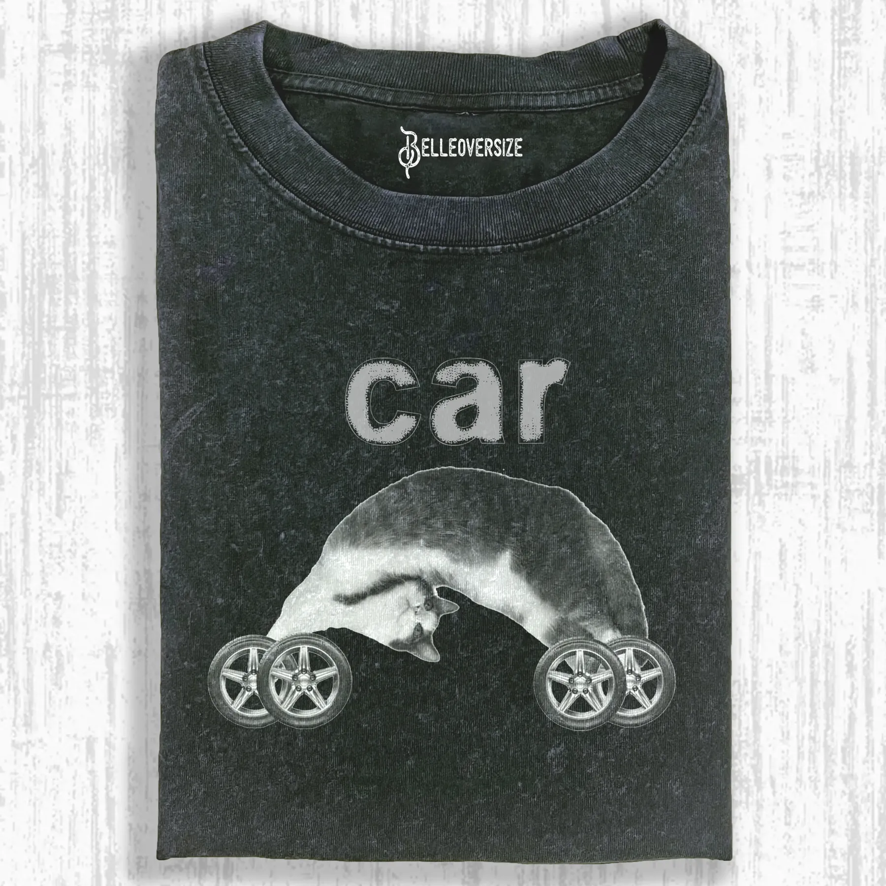 FUNNY CAT CAR T-SHIRT