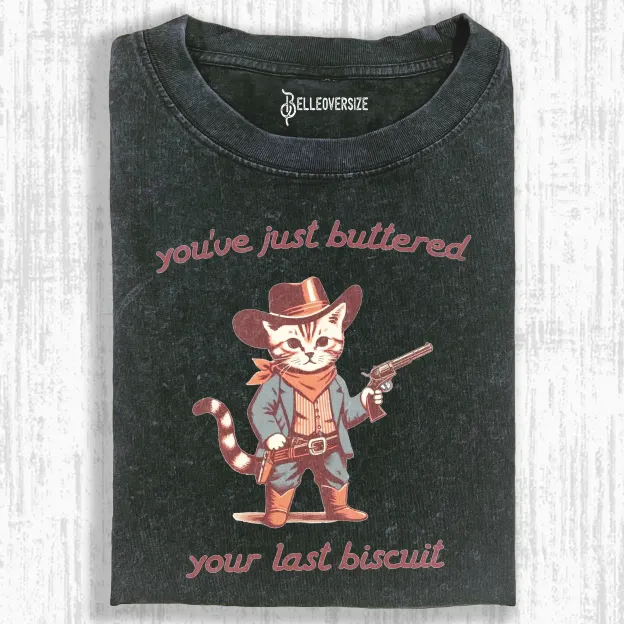 FUNNY COWBOY CAT  T-SHIRT