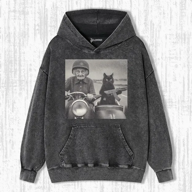 FUNNY GRANDMA AND CAT HOODIE