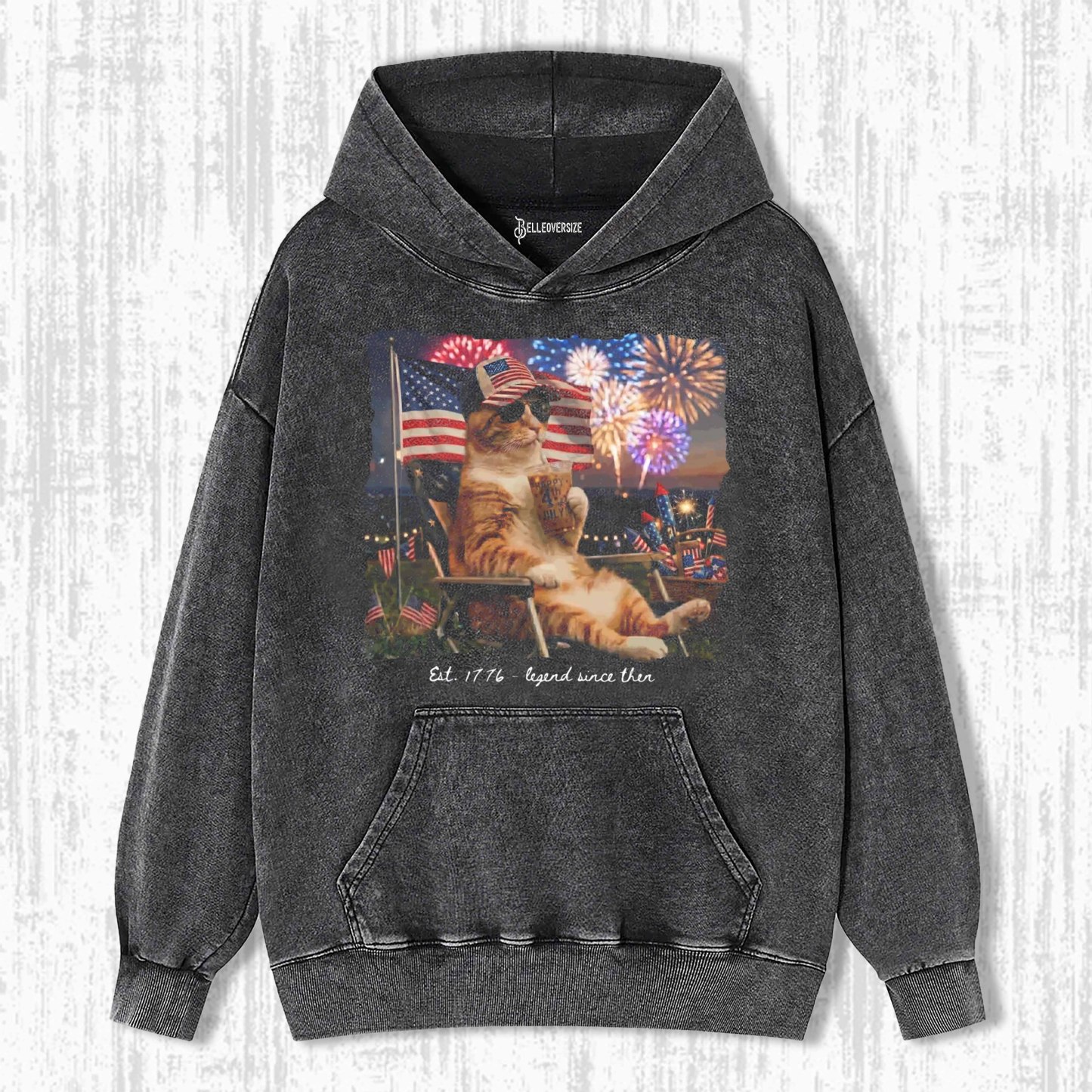FUNNY PATRIOTIC CAT HOODIE