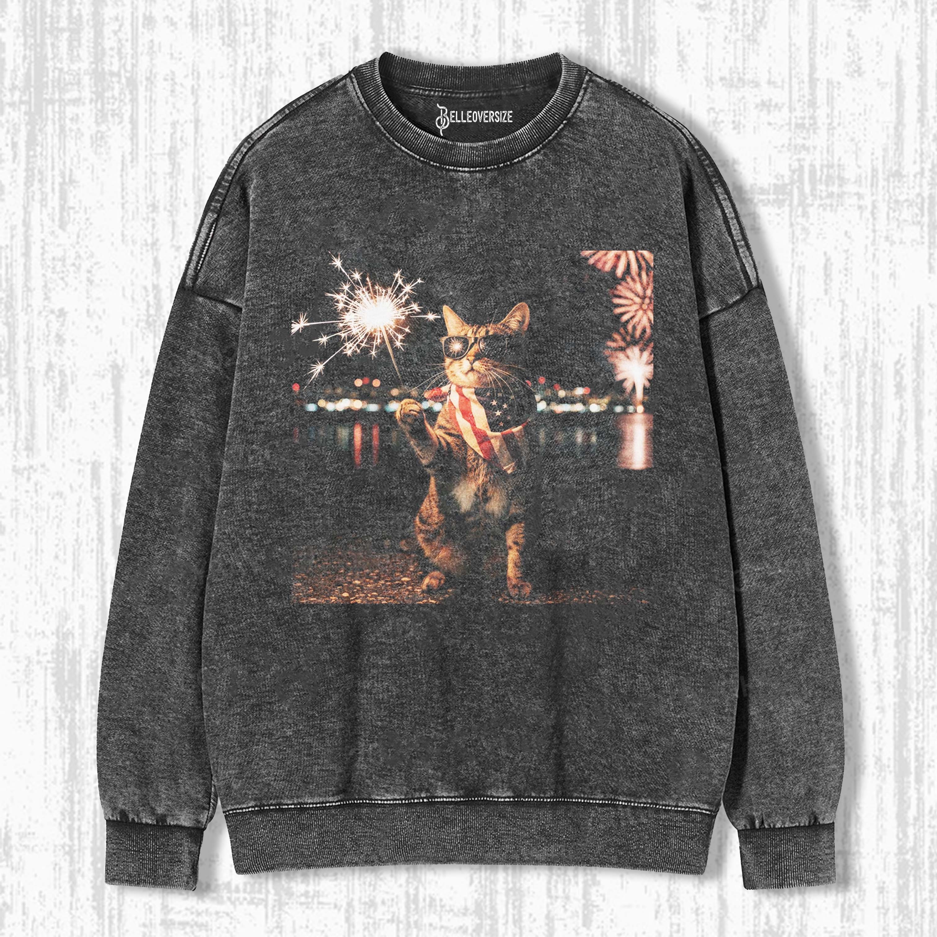 FUNNY PATRIOTIC CAT SWEATSHIRTS