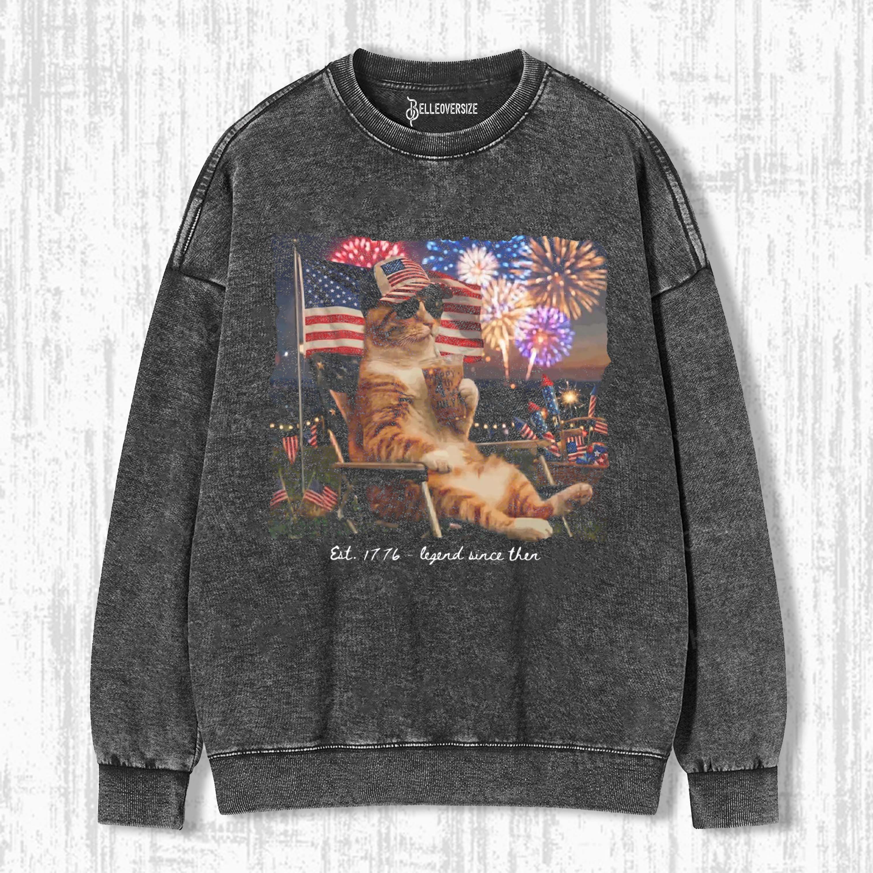 FUNNY PATRIOTIC  CAT SWEATSHIRTS