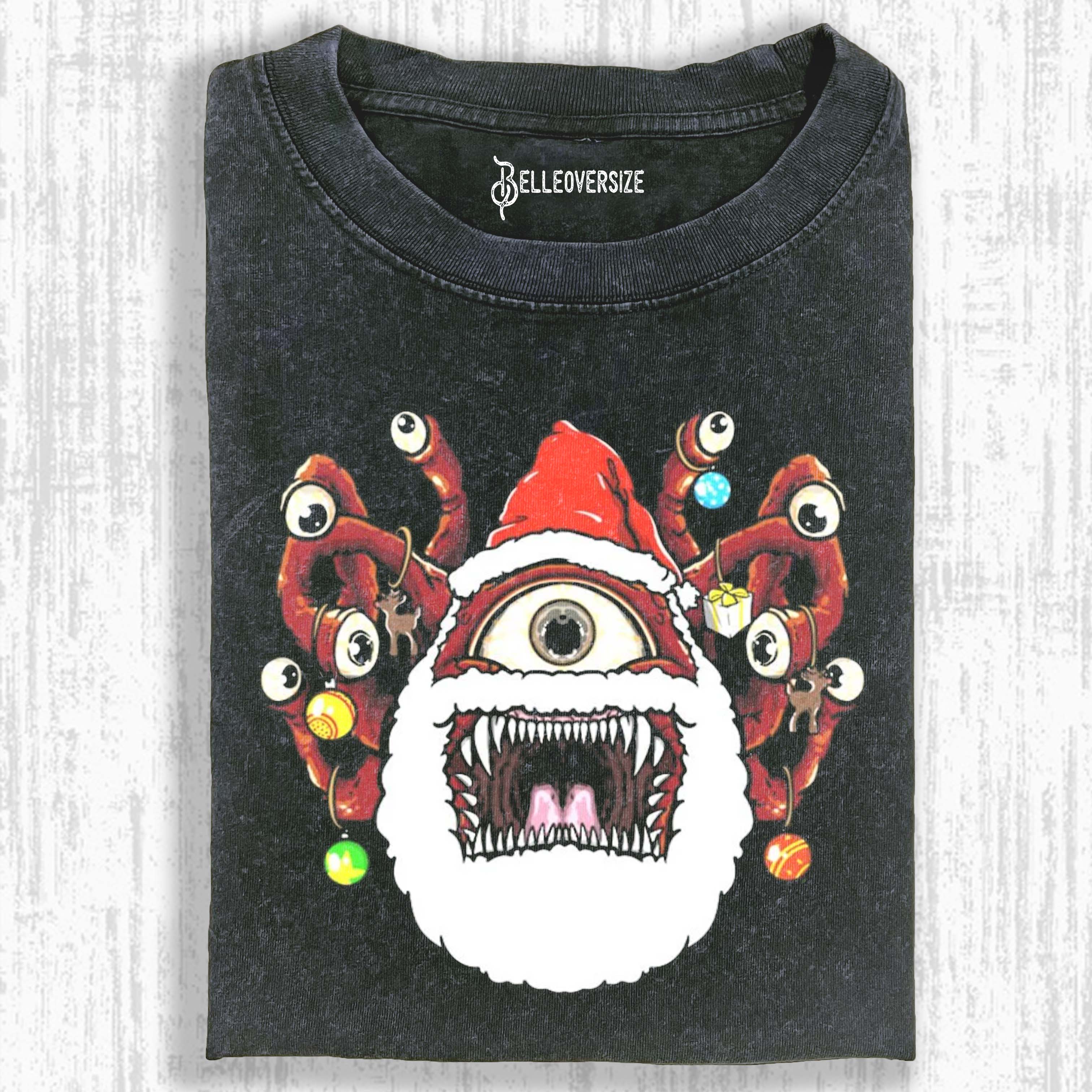 FUNNY SANTA BEHOLDER DUNGEONS AND DRAGONS MONSTER T-SHIRT