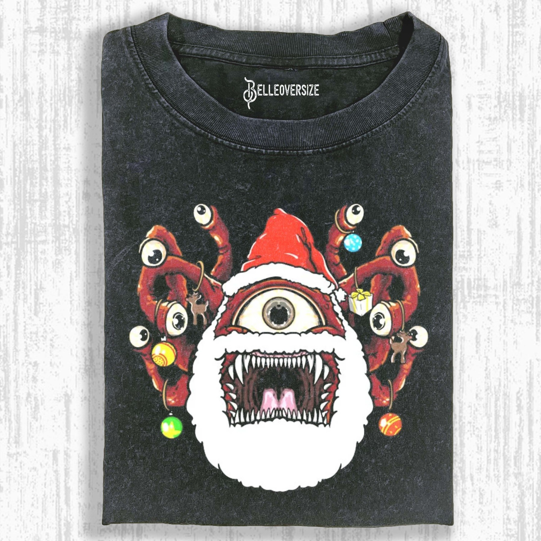 FUNNY SANTA BEHOLDER DUNGEONS AND DRAGONS MONSTER T-SHIRT