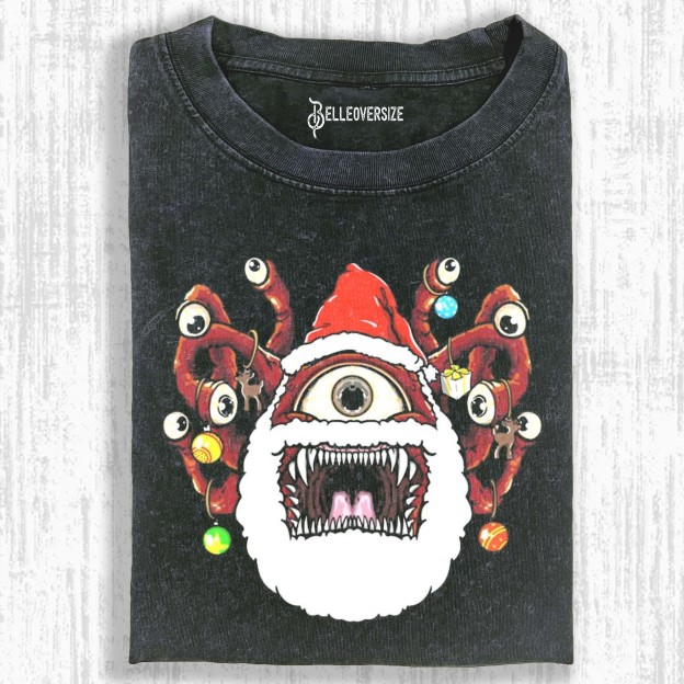 FUNNY SANTA BEHOLDER DUNGEONS AND DRAGONS MONSTER T-SHIRT