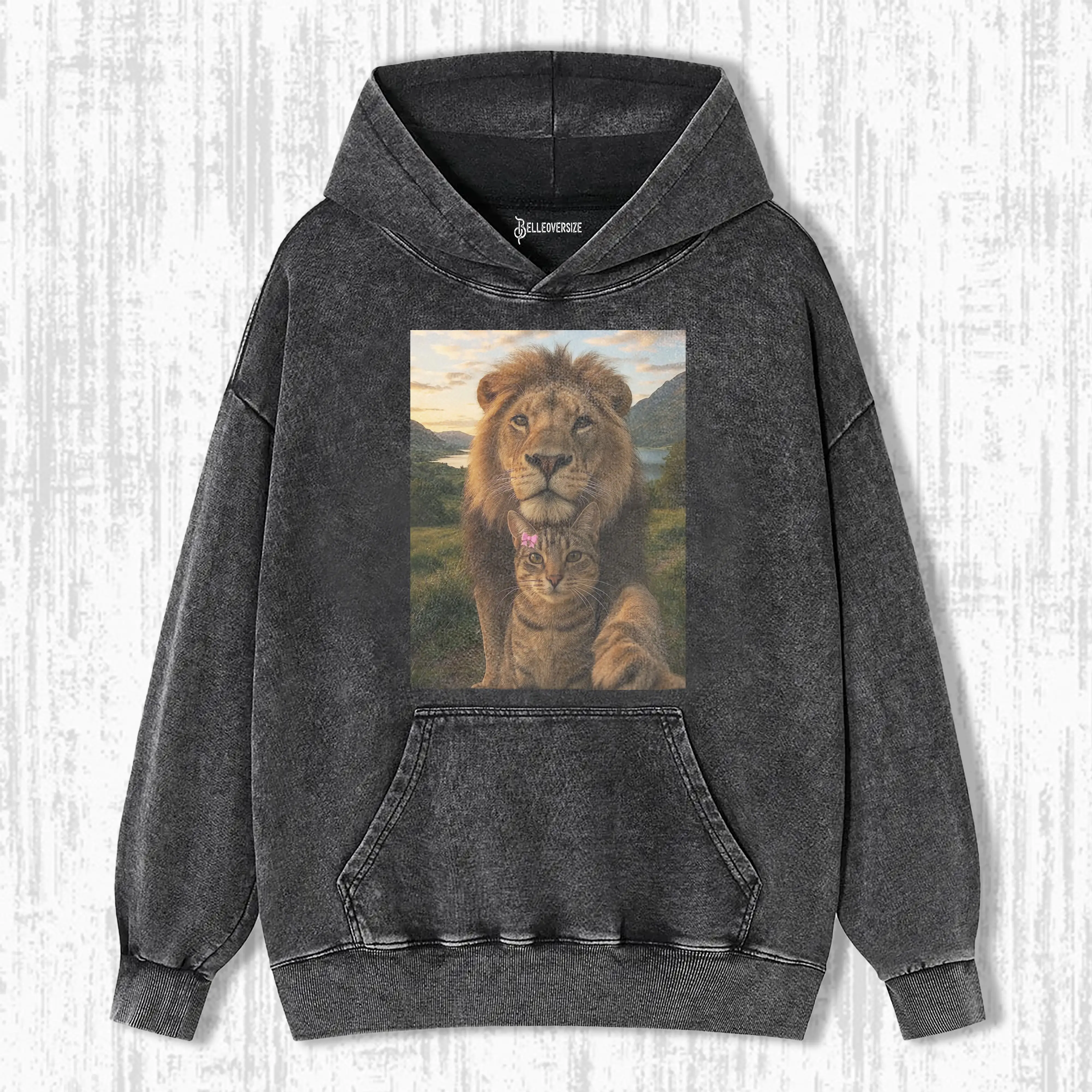 FUNNY TIGER AND CAT HOODIE 