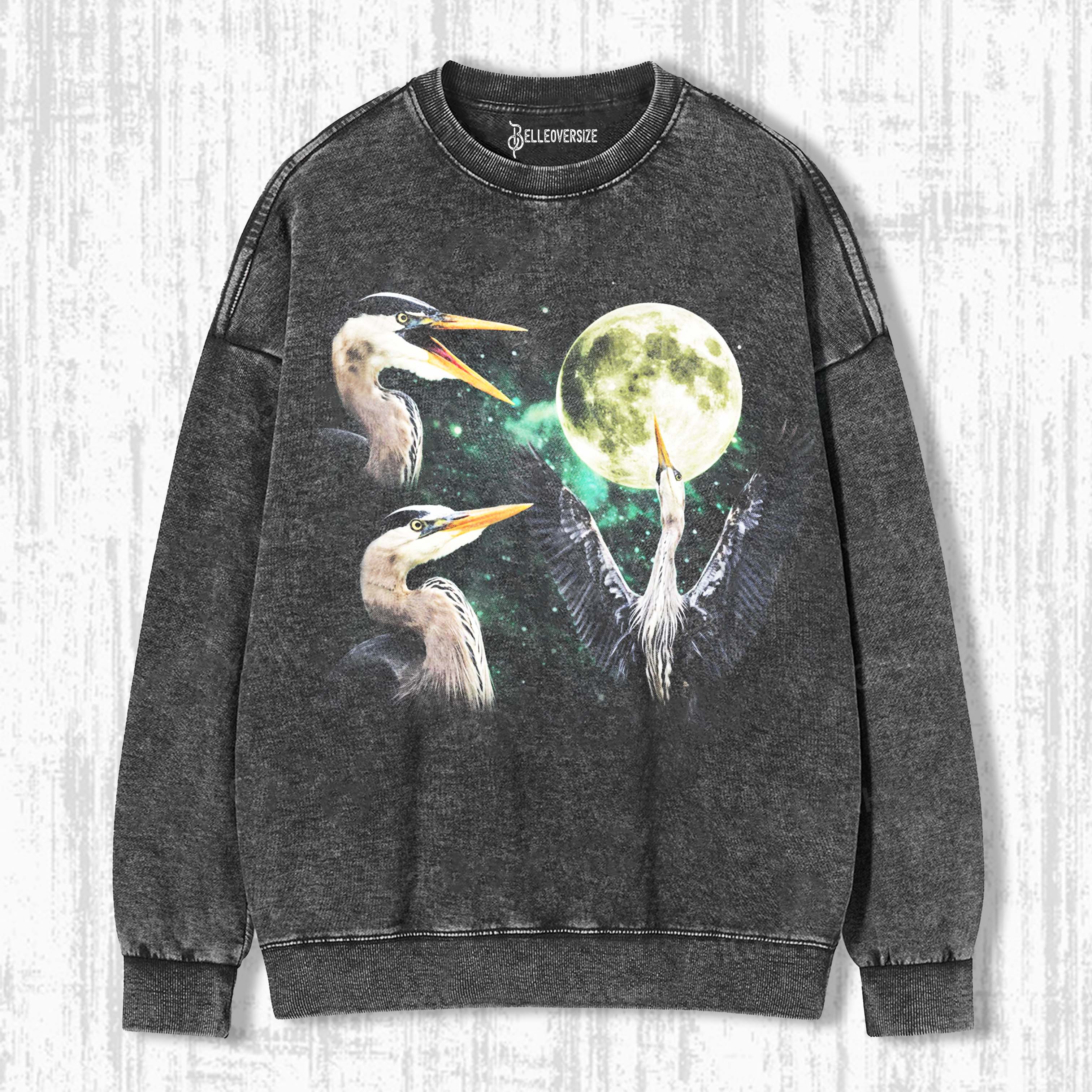 GREAT BLUE HERON MOON VINTAGE GRAPHIC SWEATSHIRTS 
