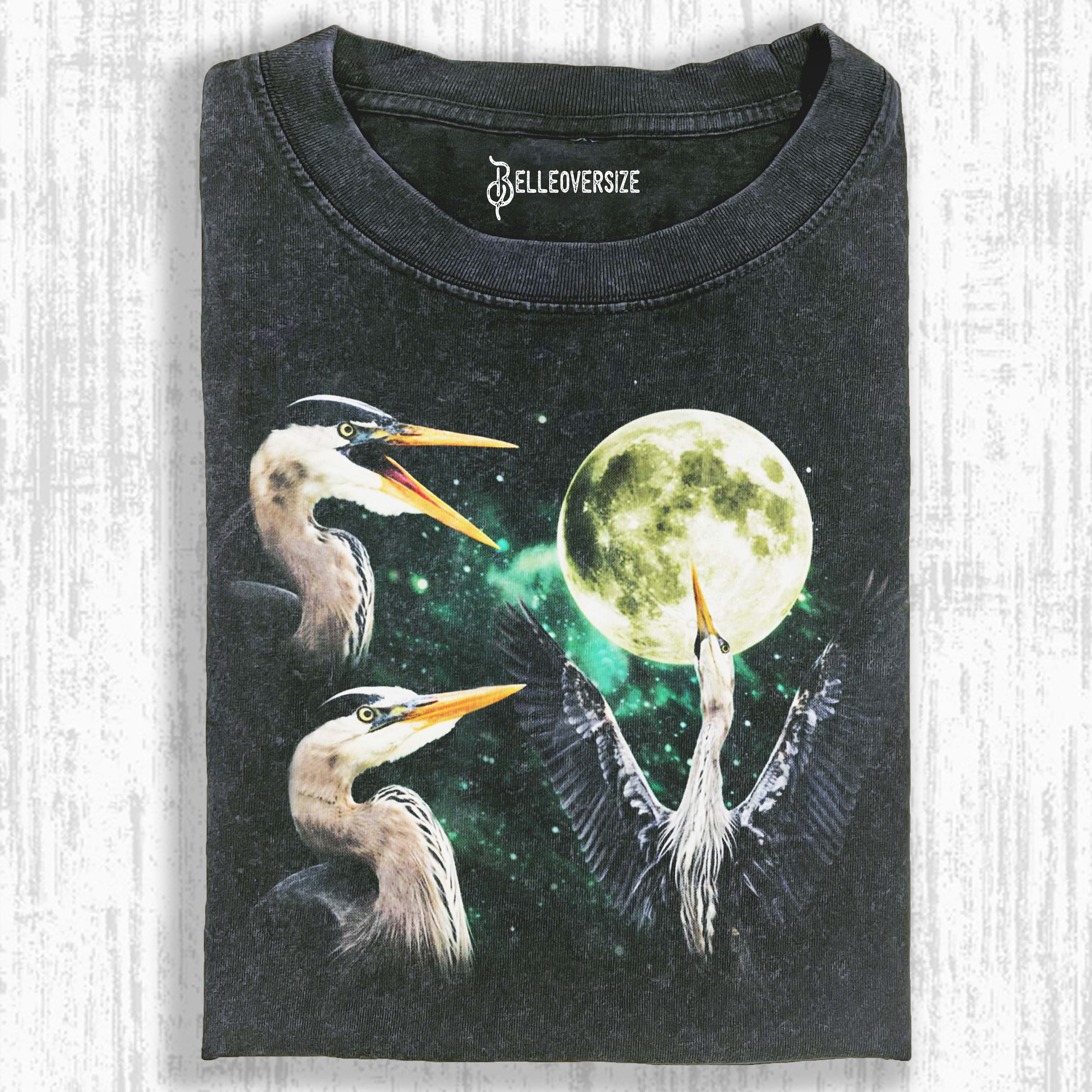 GREAT BLUE HERON MOON VINTAGE GRAPHIC T-SHIRT 