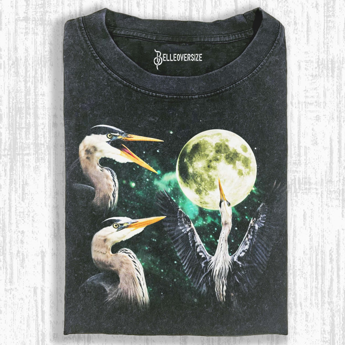 GREAT BLUE HERON MOON VINTAGE GRAPHIC T-SHIRT