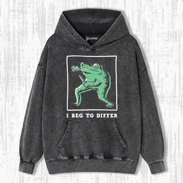 I BEG TO DIFFER FROG FINE HOODIE