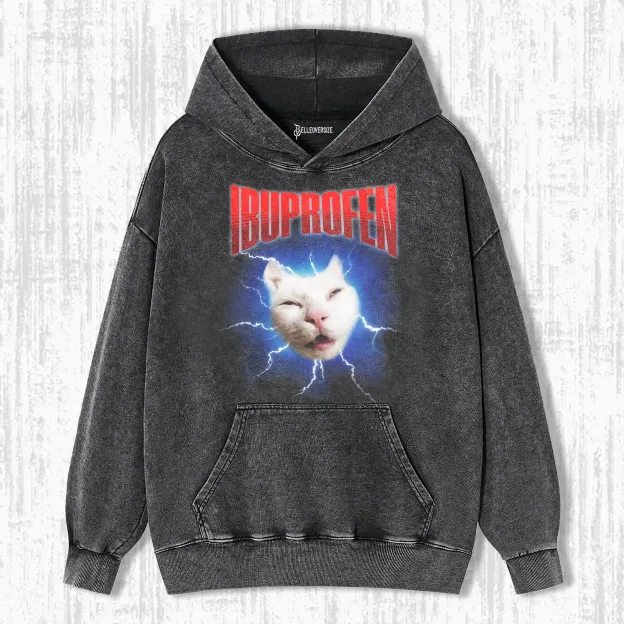 IBUPROFEN FUNNY CAT MEME VINTAGE HOODIE