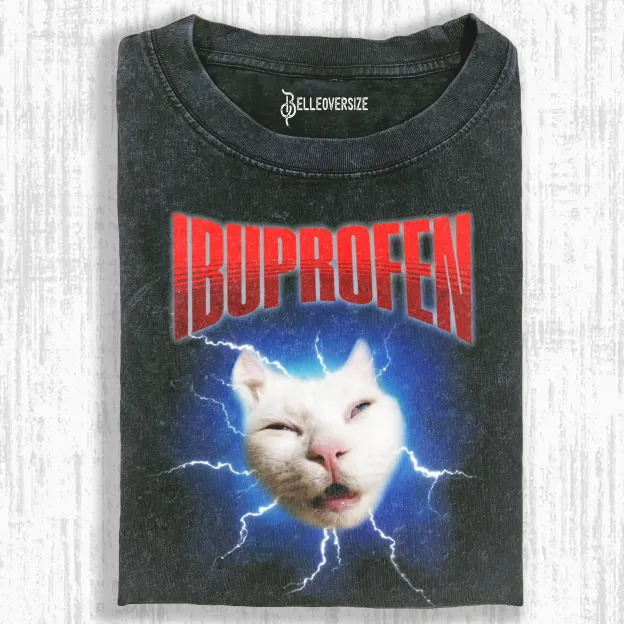 IBUPROFEN FUNNY CAT MEME VINTAGE T-SHIRT