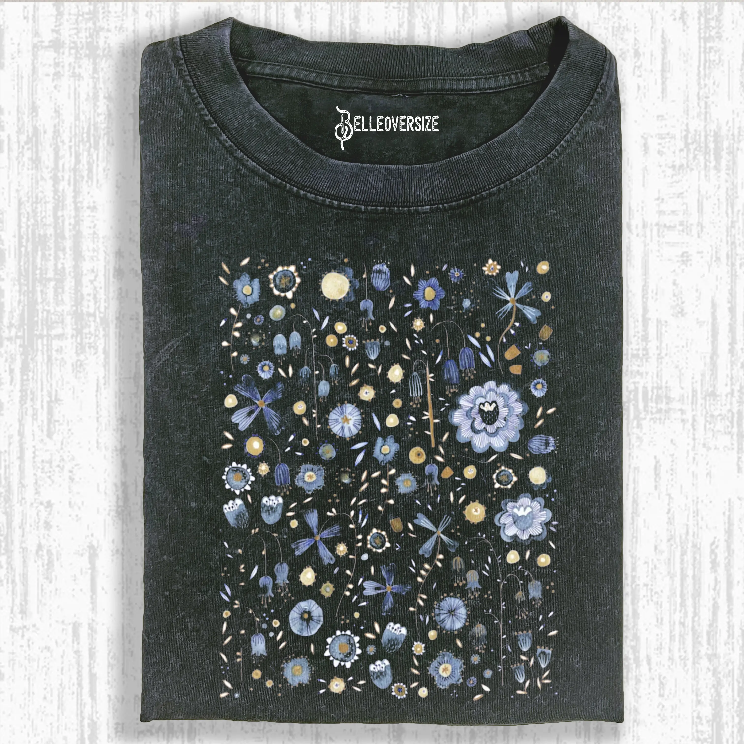 INDIGO FLOWER MASHUPMIDNIGHT  T-SHIRT