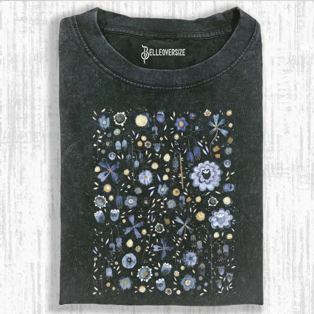 INDIGO FLOWER MASHUPMIDNIGHT  T-SHIRT