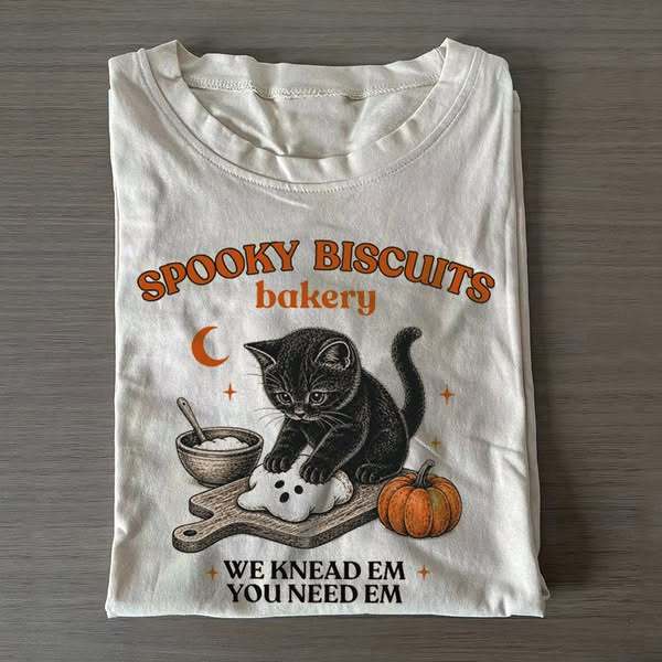 Kitty Biscuits Spooky Season Halloween Fall T-shirt