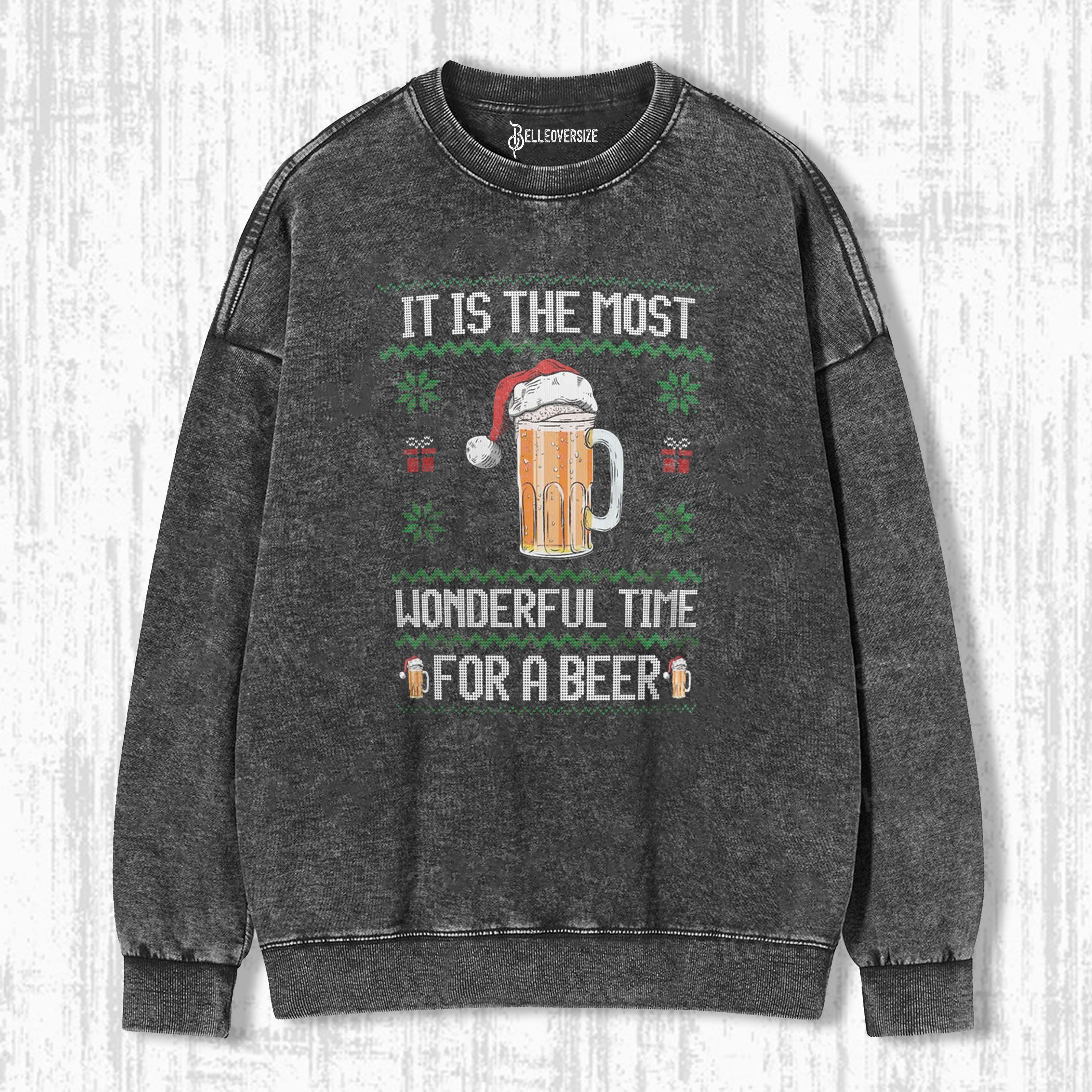MOST WONDERFUL TIME FOR A BEER CHRISTMAS SWEATSHIRTS