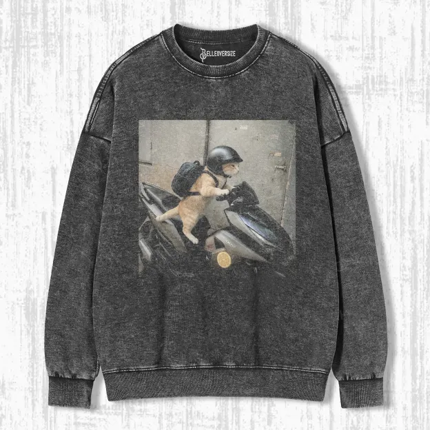MOTORCYCLE CAT SWEATSHIRTS