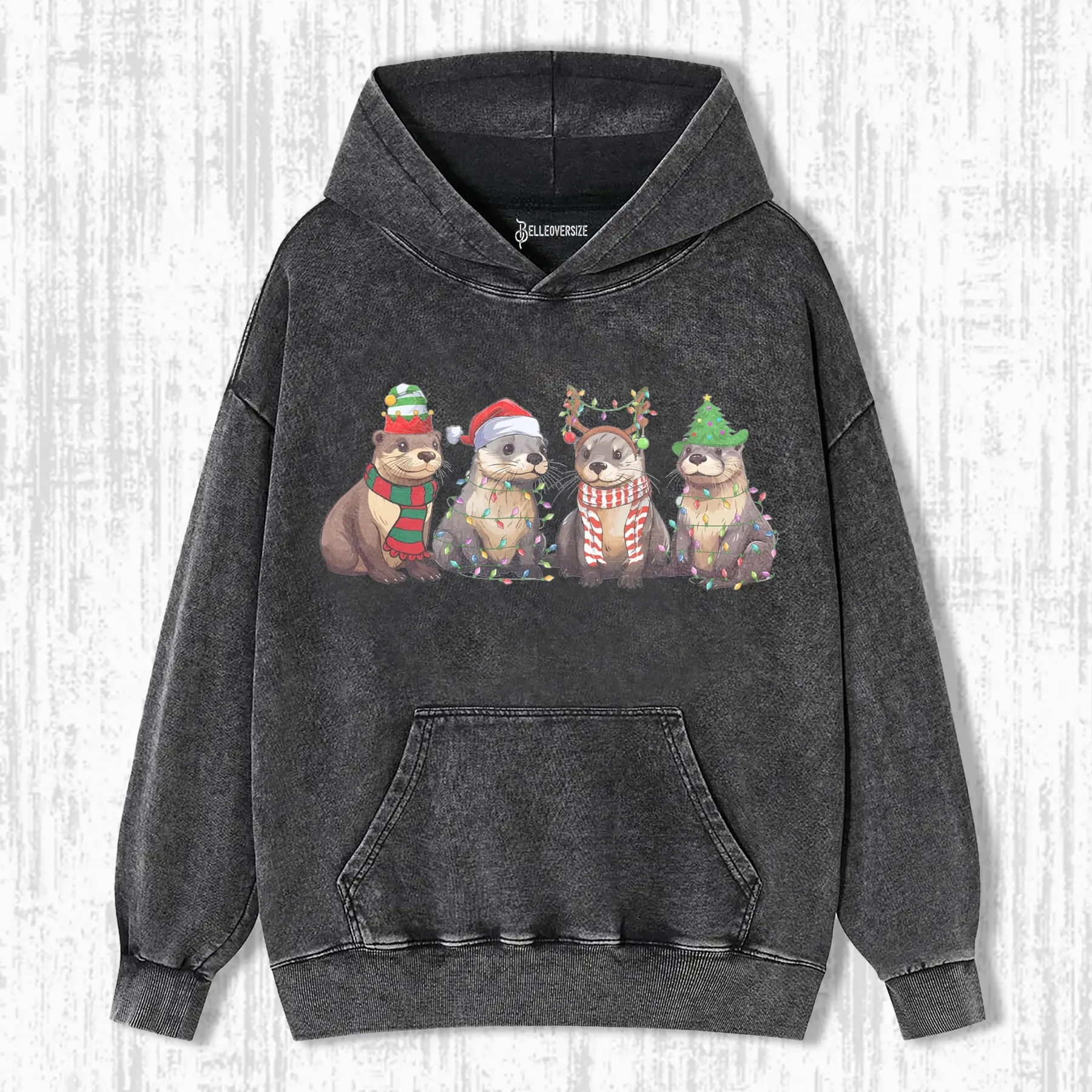 OTTERS CHRISTMAS LIGHTS HOODIE