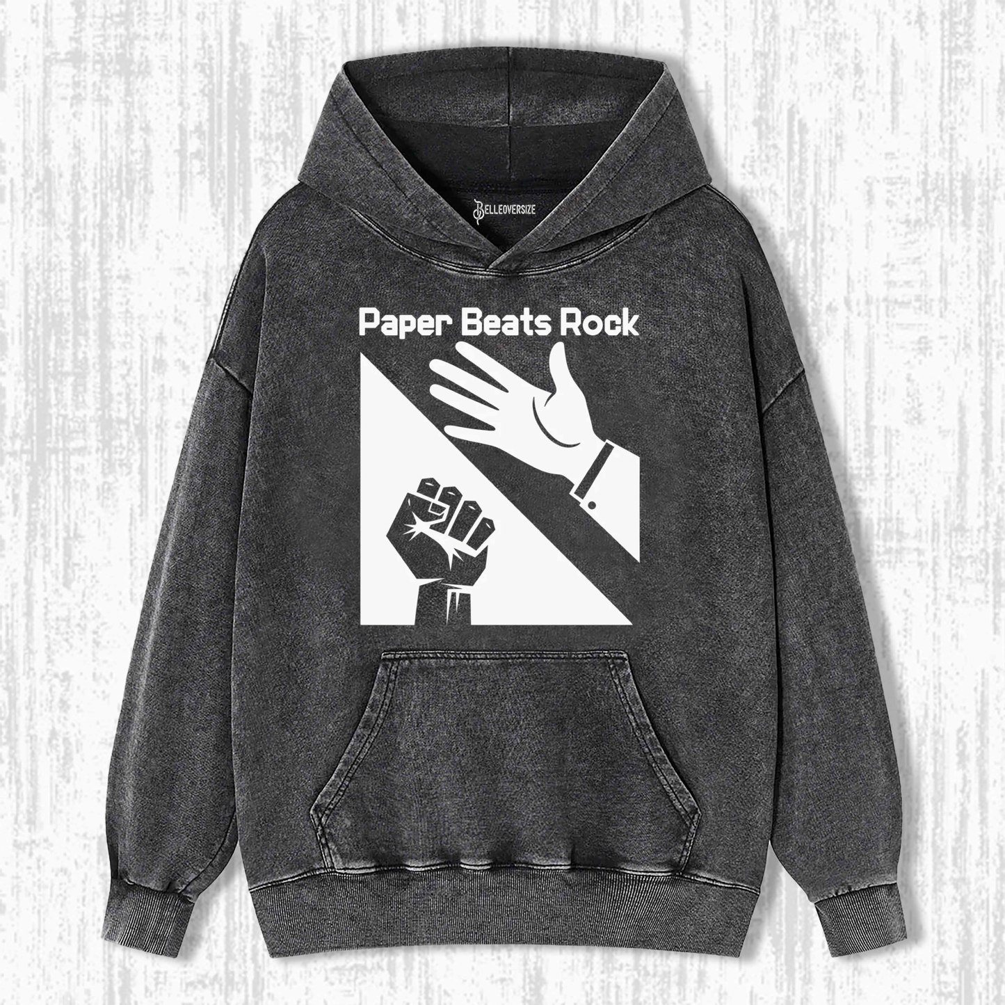PAPER BEATS ROCK FUNNY HOODIE