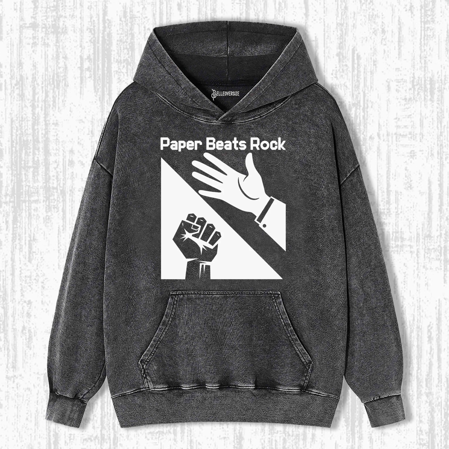 PAPER BEATS ROCK FUNNY HOODIE