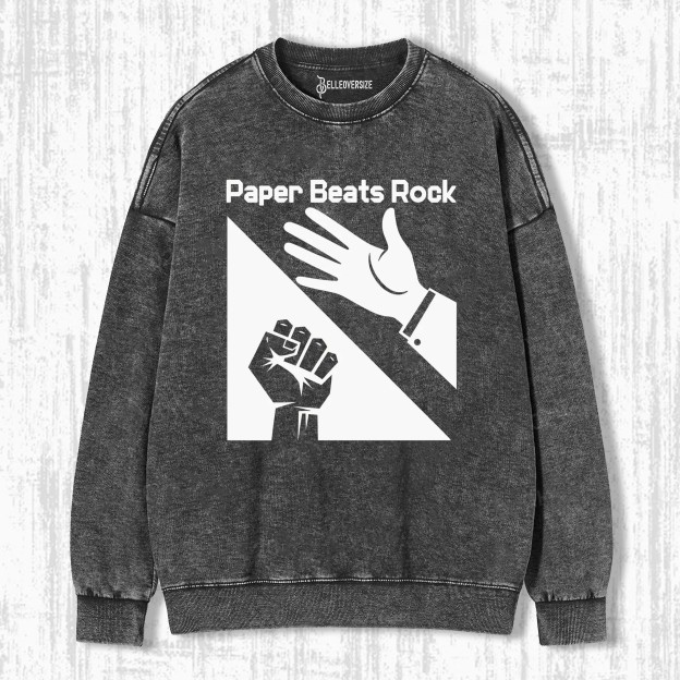 PAPER BEATS ROCK FUNNY SWEATSHIRTS
