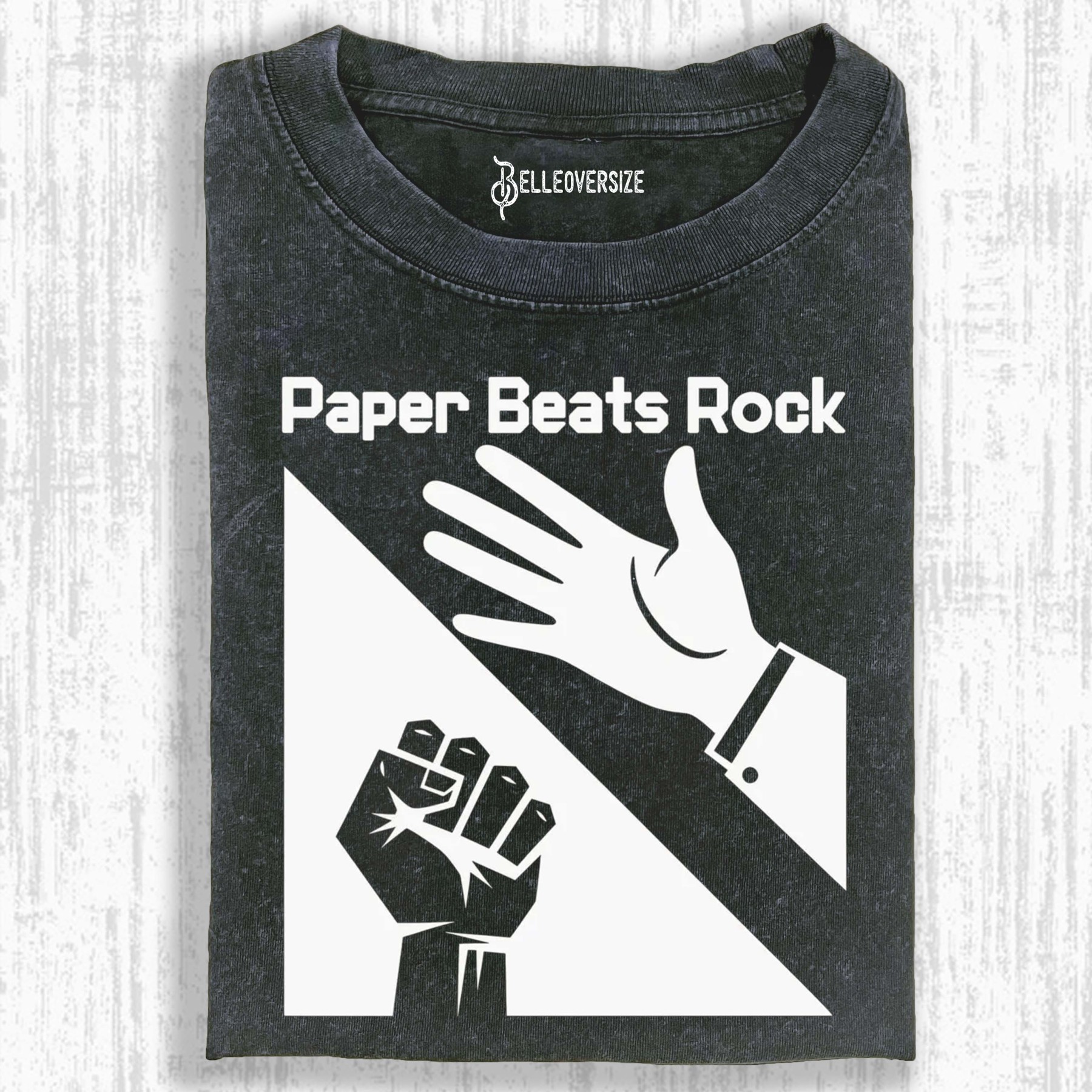 PAPER BEATS ROCK FUNNY T-SHIRT