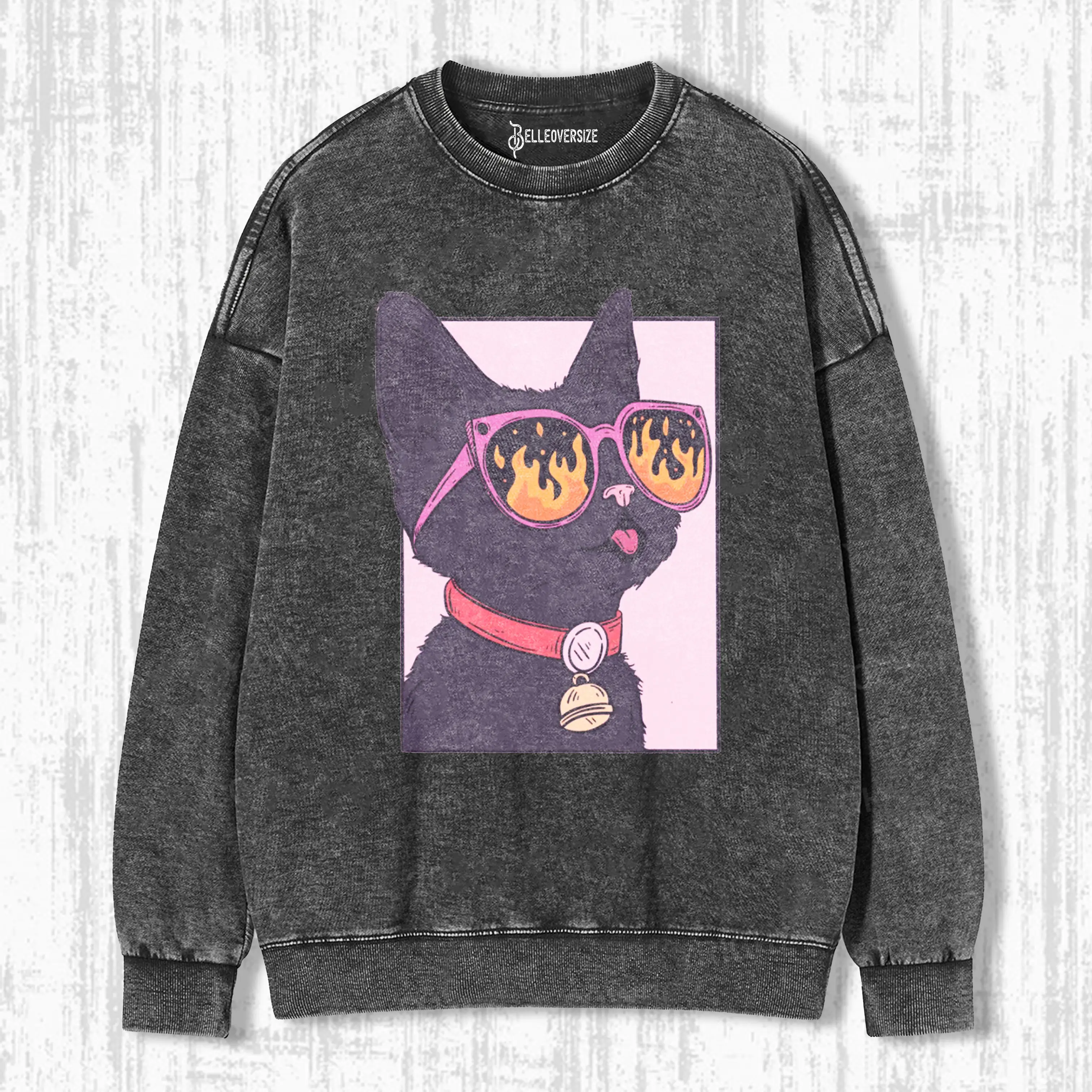 POP ART CAT WATCHING THE WORLD BURN SWEATSHIRTS