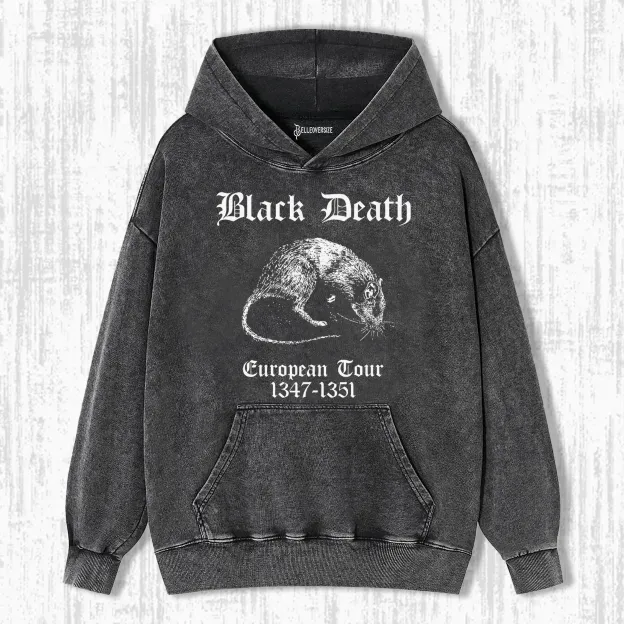 PURPLEHECATE BLACK DEATH EUROPEAN TOUR CROP HOODIE