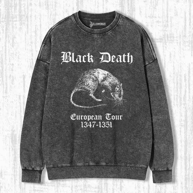 PURPLEHECATE BLACK DEATH EUROPEAN TOUR CROP SWEATSHIRTS