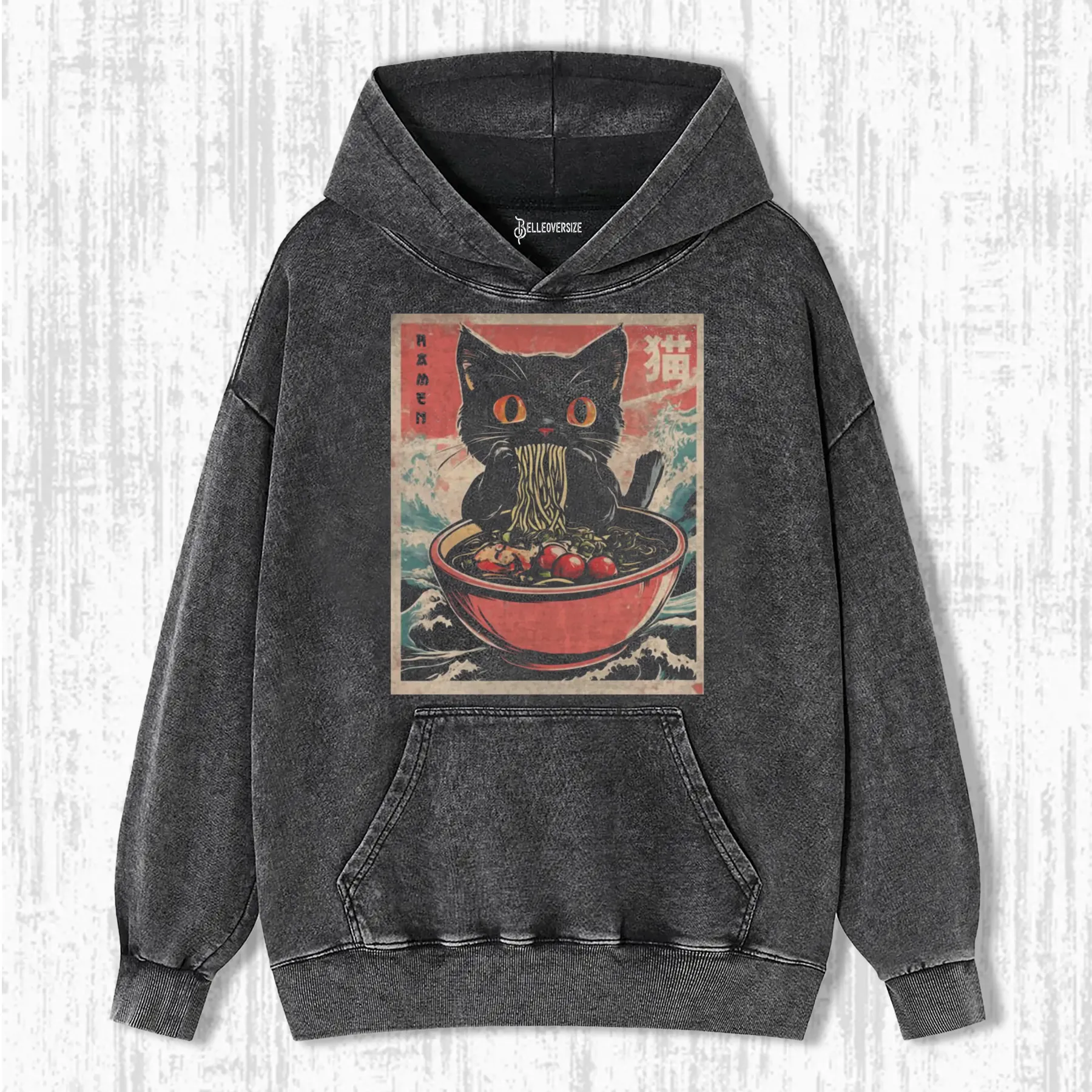 RETRO CAT EATING RAMEN HOODIE