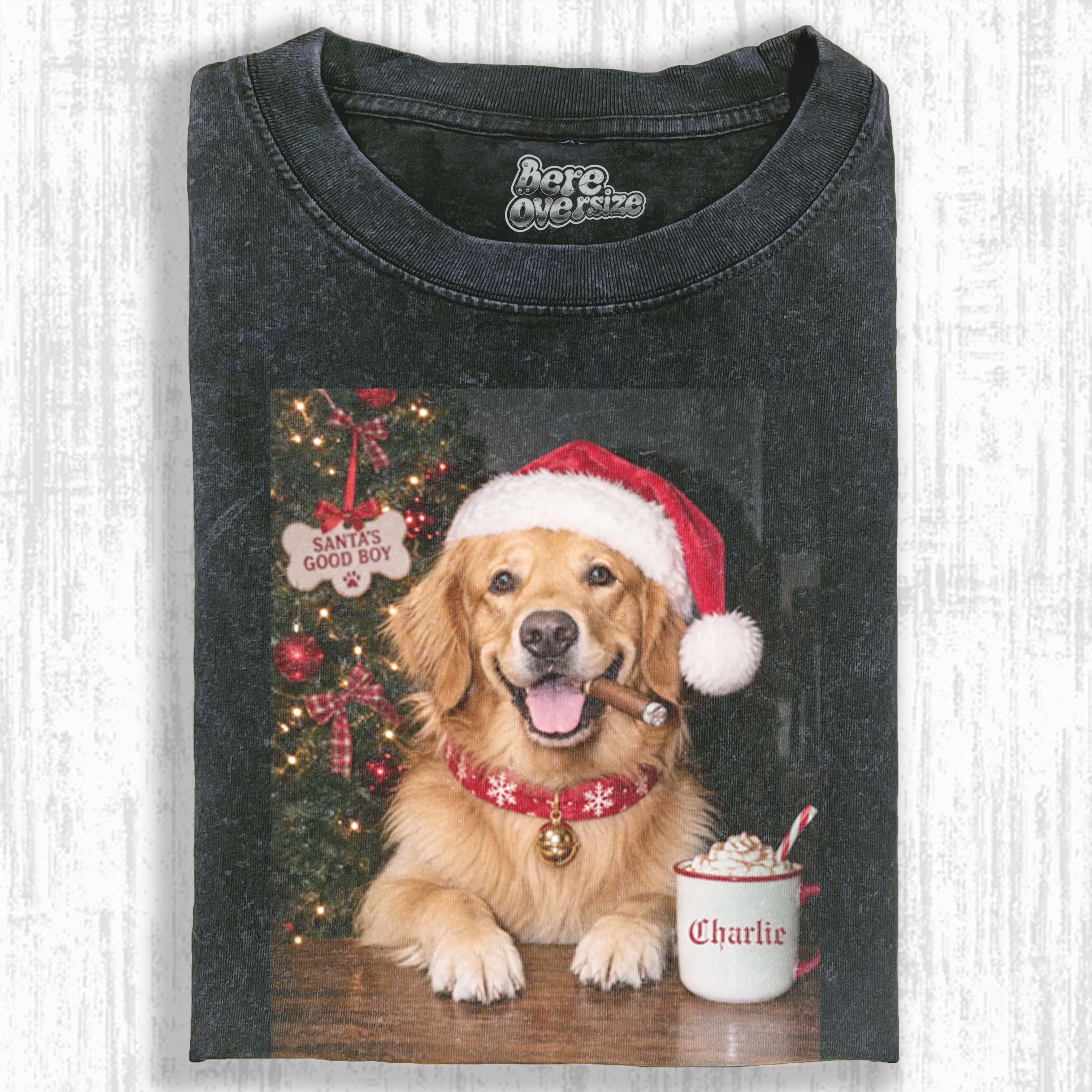 RETRO CHRISTMAS DOG T-SHIRT 