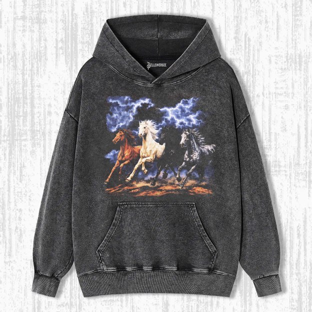 RUNNING HORSES VINTAGE 90S GRAPHIC HOODIE 