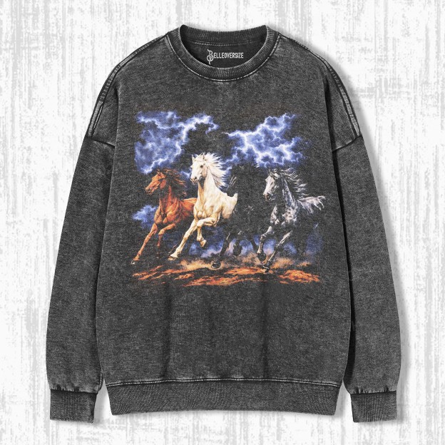 RUNNING HORSES VINTAGE 90S GRAPHIC SWEATSHIRTS 