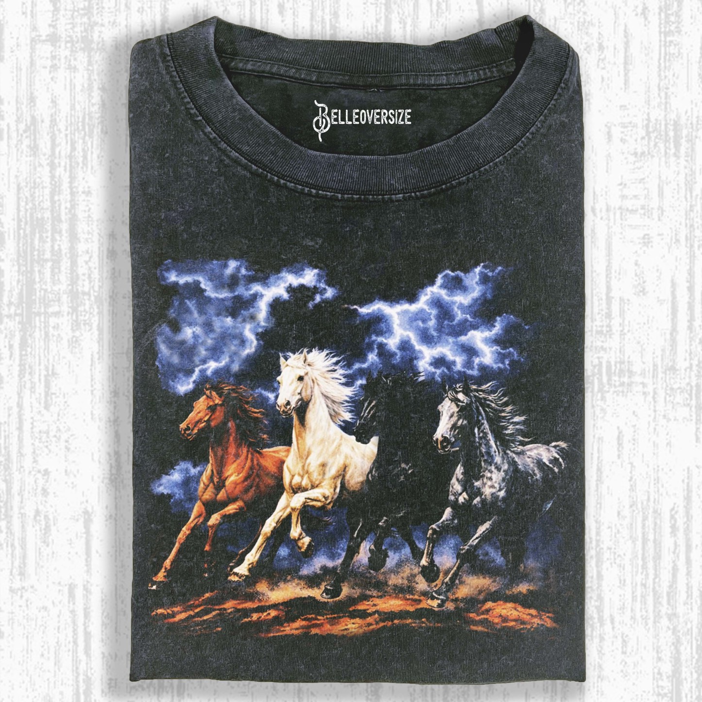 RUNNING HORSES VINTAGE 90S GRAPHIC T-SHIRT