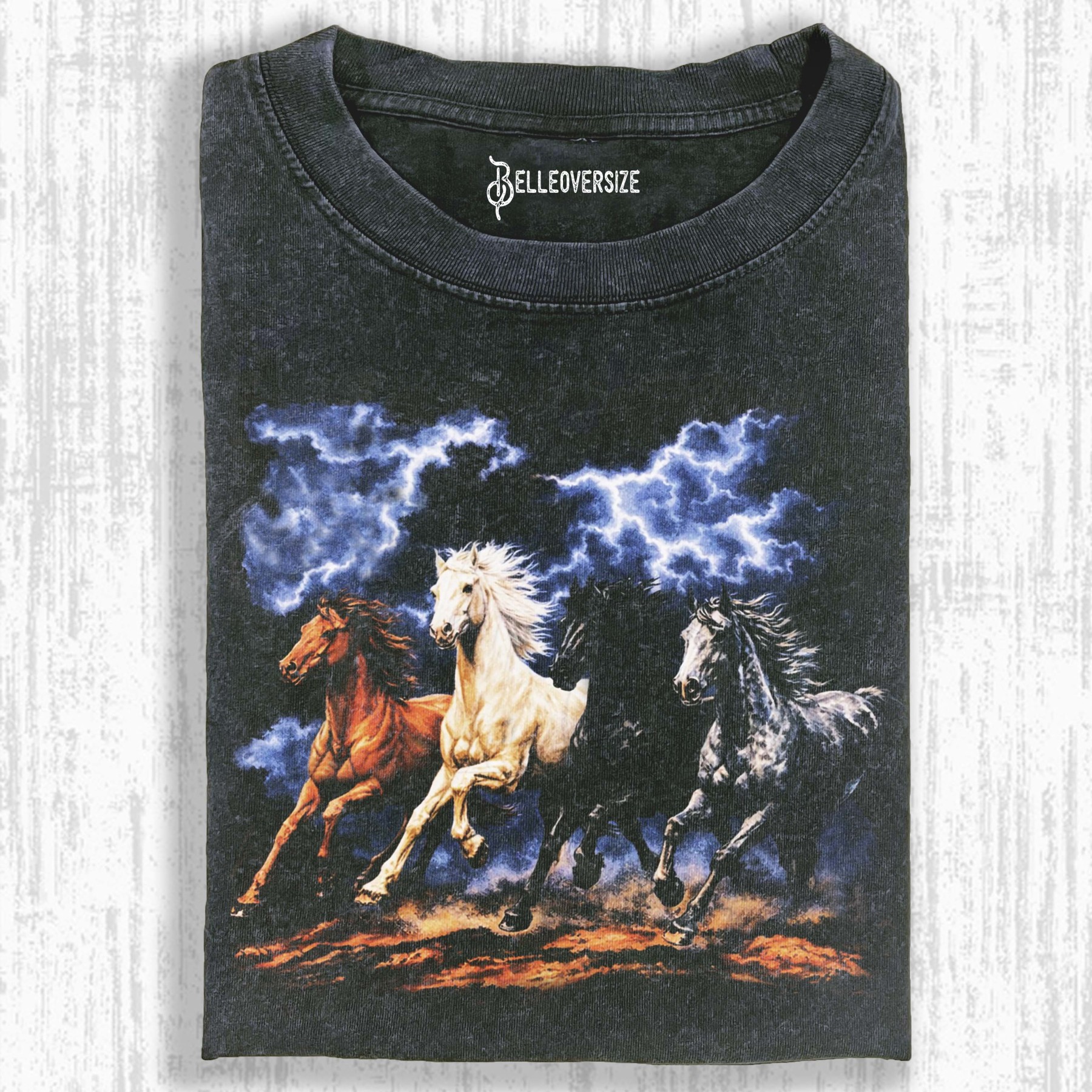 RUNNING HORSES VINTAGE 90S GRAPHIC T-SHIRT