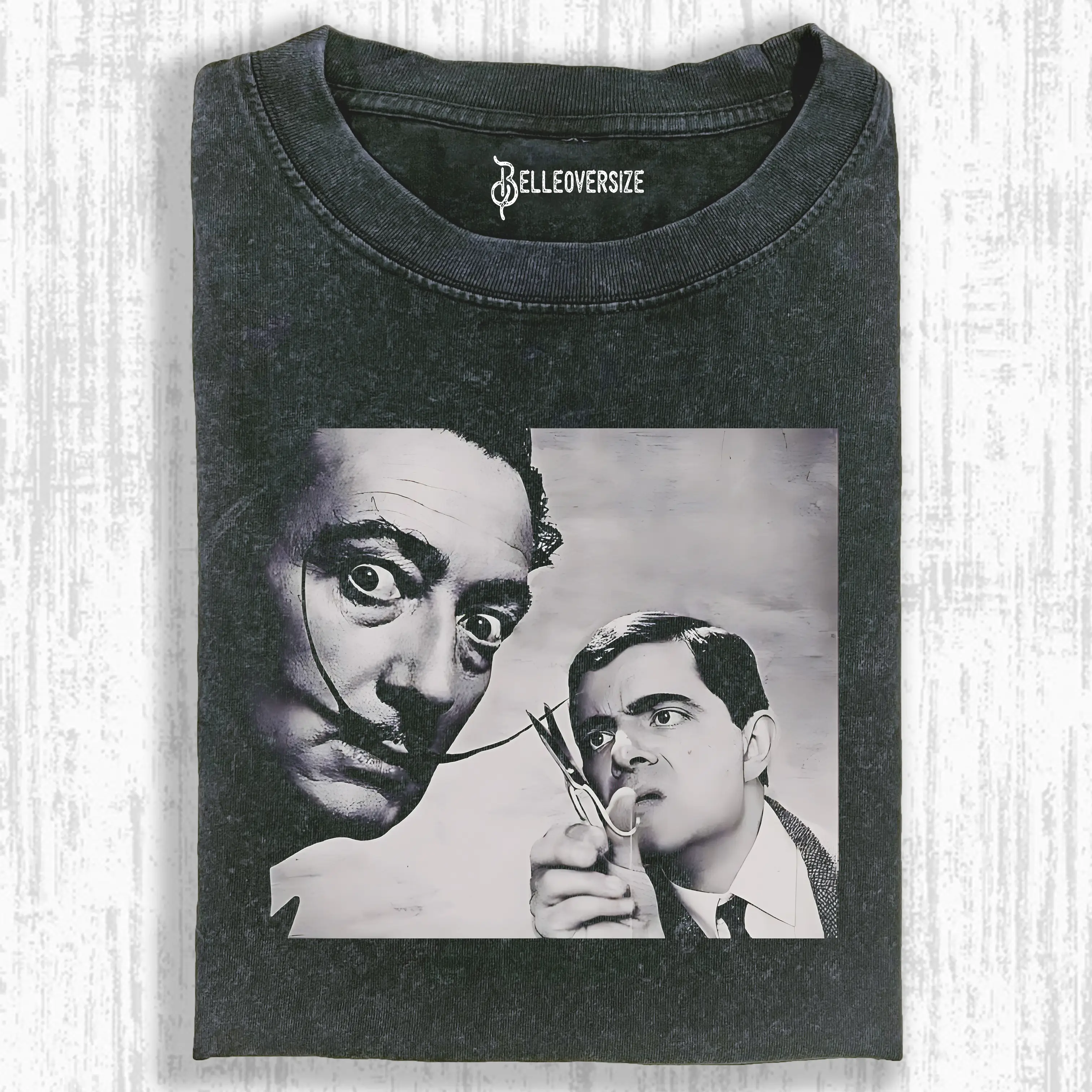 SALVADOR DALI AND HAIRDRESSER MR.BEAN T-SHIRT