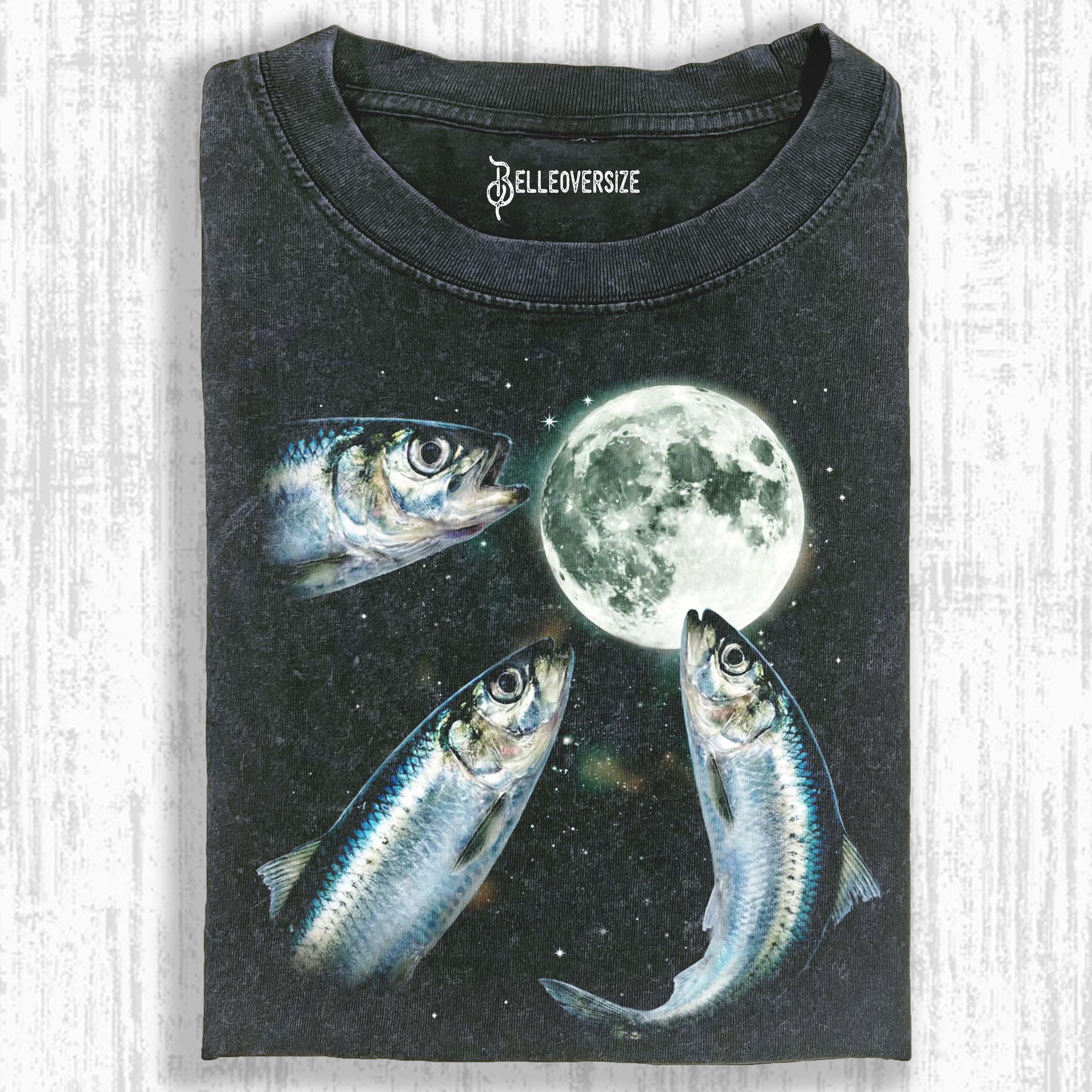 SARDINE HOWLING TO MOON VINTAGE GRAPHIC  T-SHIRT 