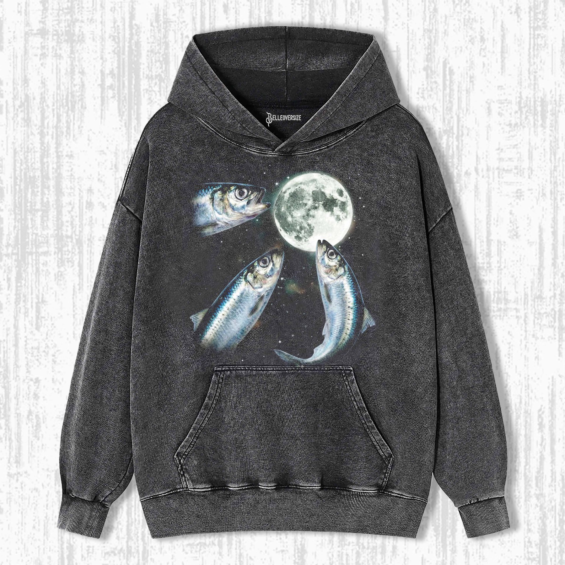 SARDINE HOWLING TO MOON VINTAGE GRAPHIC HOODIE