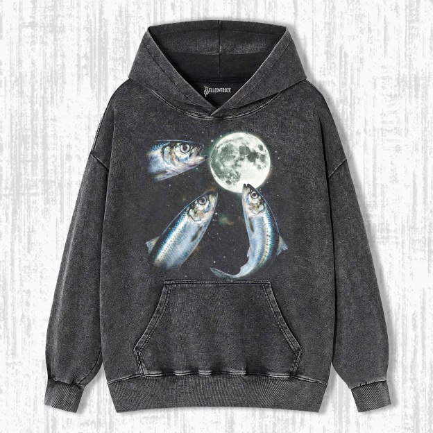 SARDINE HOWLING TO MOON VINTAGE GRAPHIC HOODIE 
