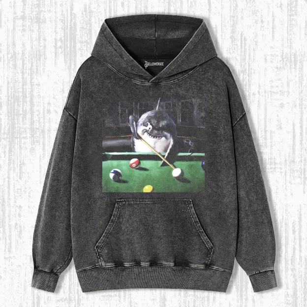 SHARKS PLAYING BILLIARDS FUNNY HOODIE