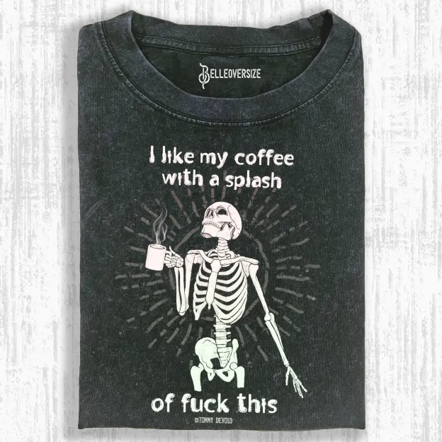 SKELETON DRINKING COFFEE T-SHIRTS