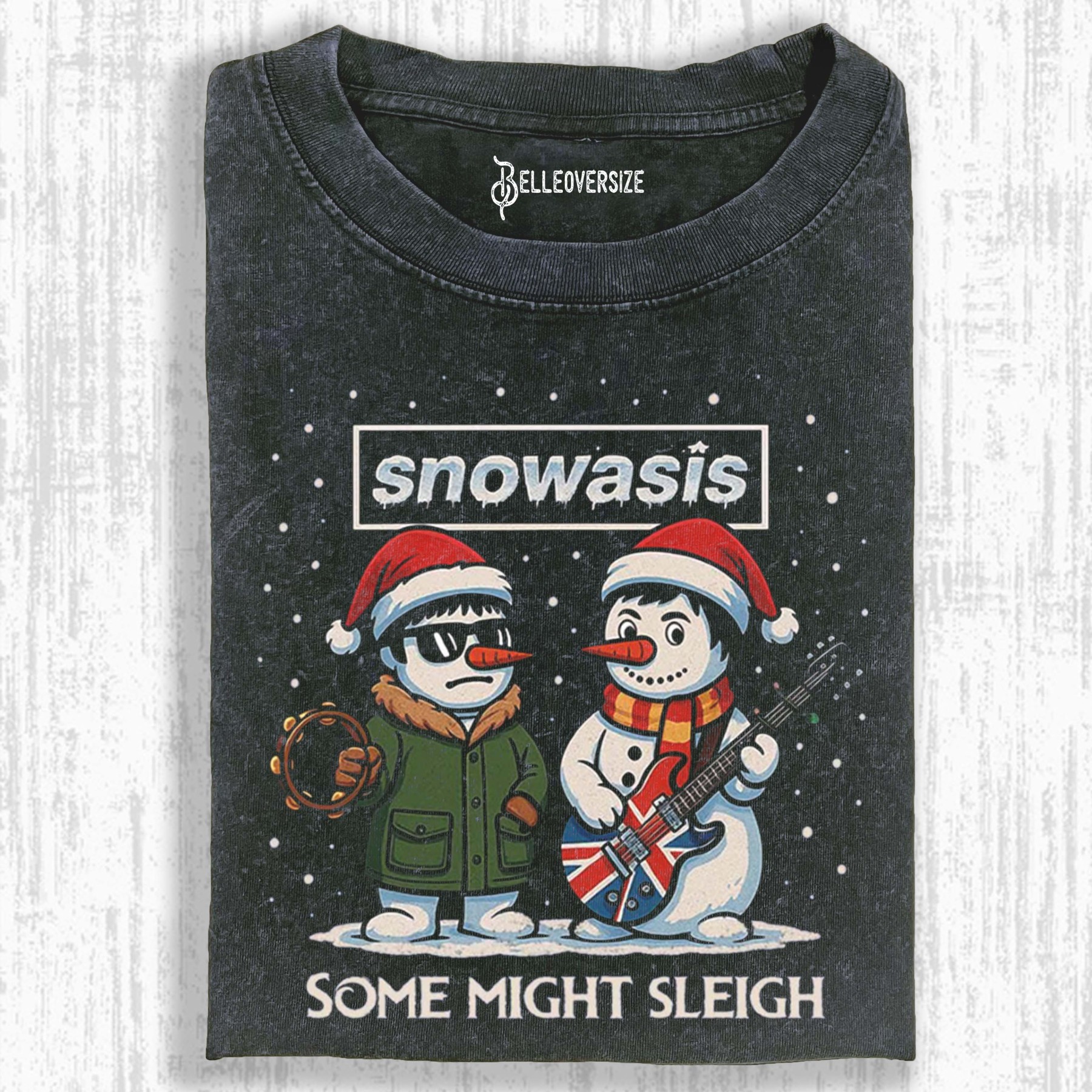 SLEIGH SNOWMAN ROCK BAND PARODY T-SHIRT