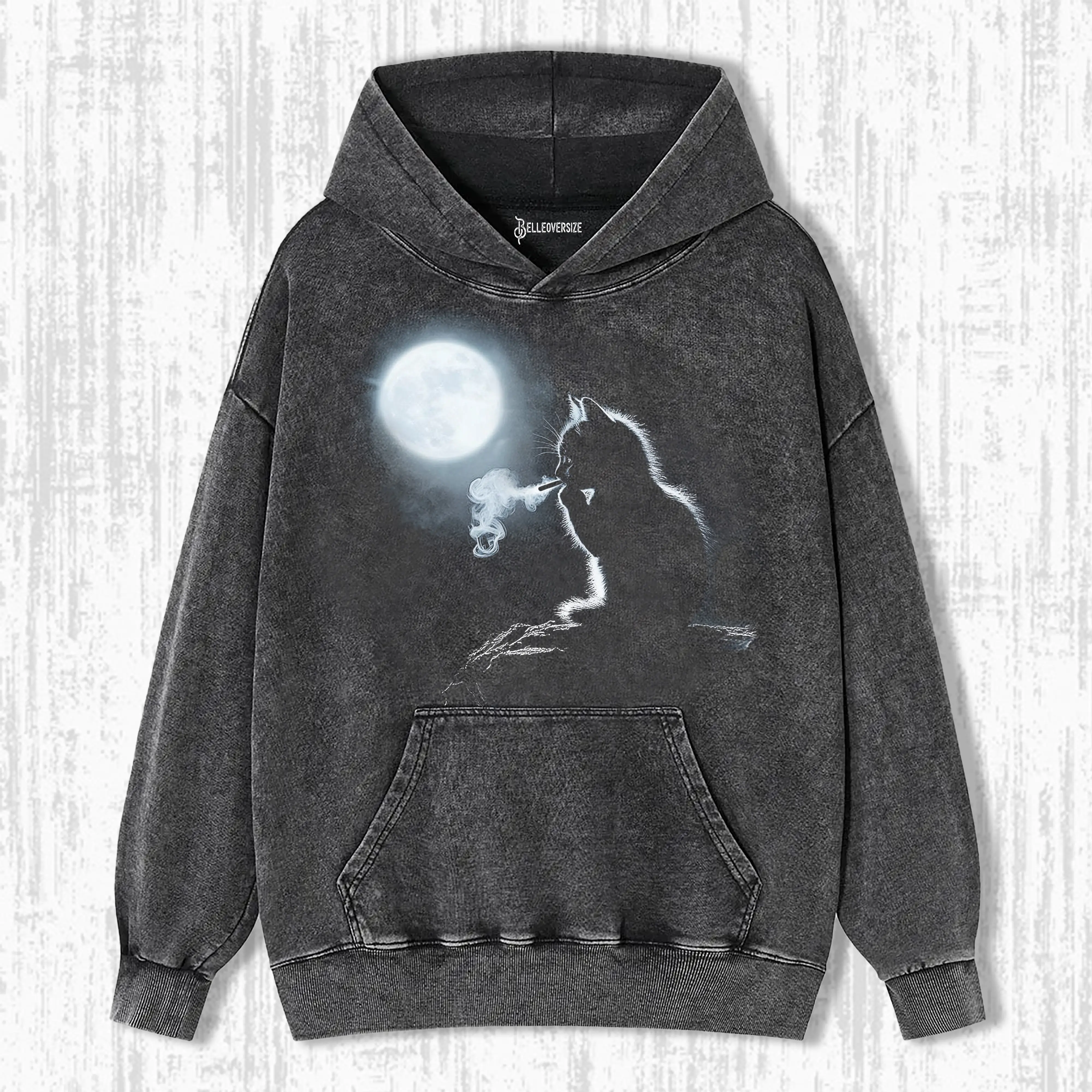 SMOKING CAT IN THE MOONLIGHT HOODIE