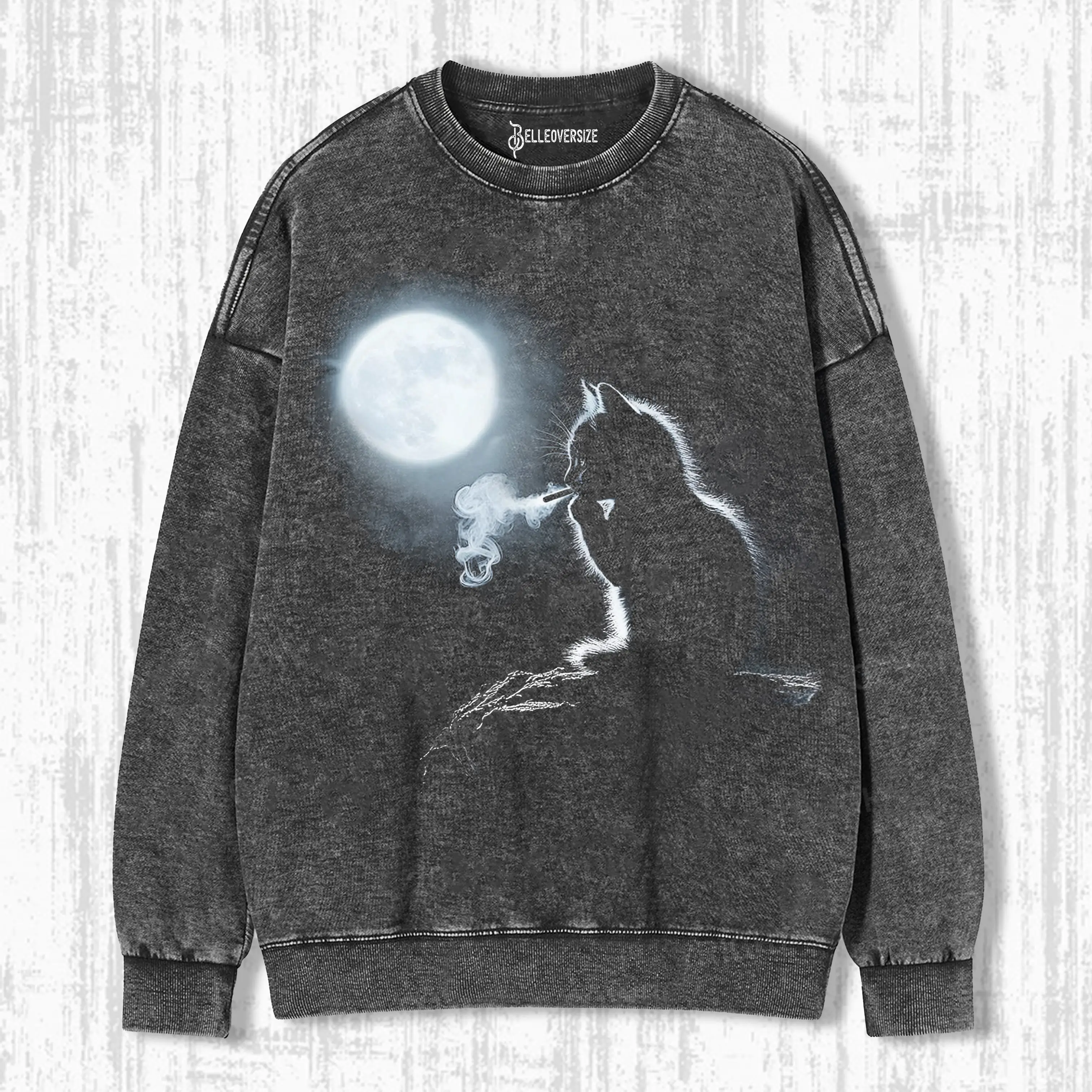 SMOKING CAT IN THE MOONLIGHT SWEATSHIRTS
