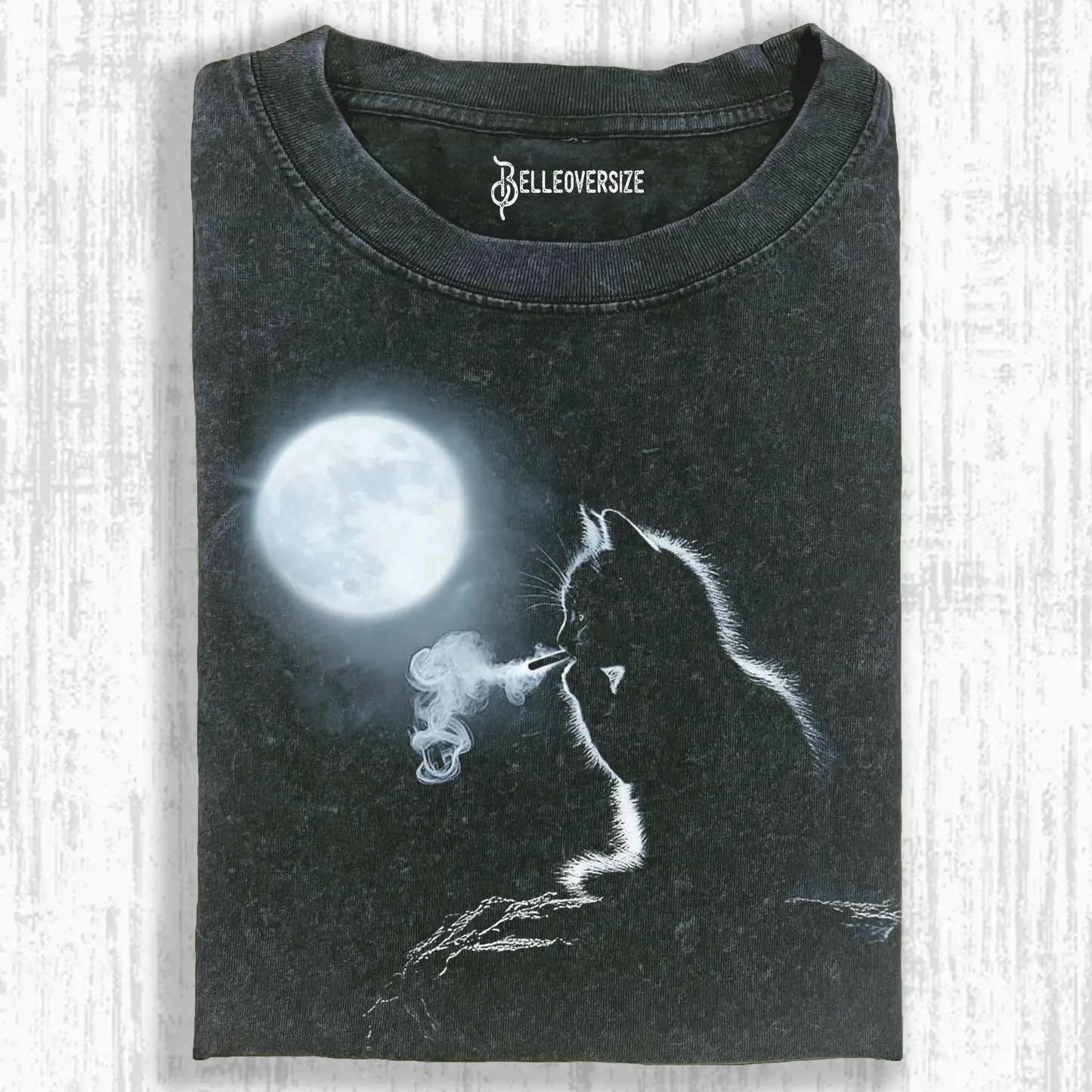 SMOKING CAT IN THE MOONLIGHT T-SHIRT