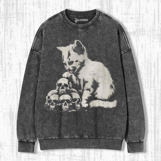 SPOOKY CAT SKULL VINTAGE SWEATSHIRTS