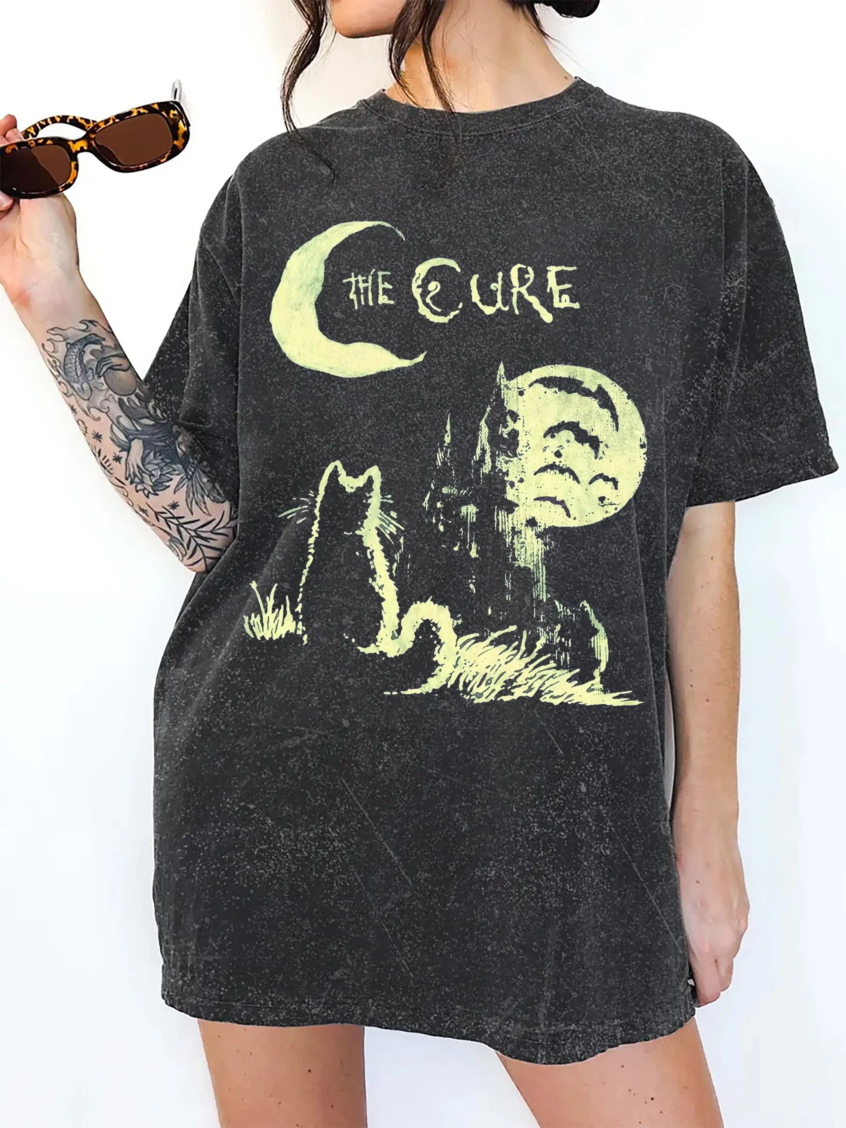 The Cure Cat Moon Lover - Maglietta da uomo, Blu, S