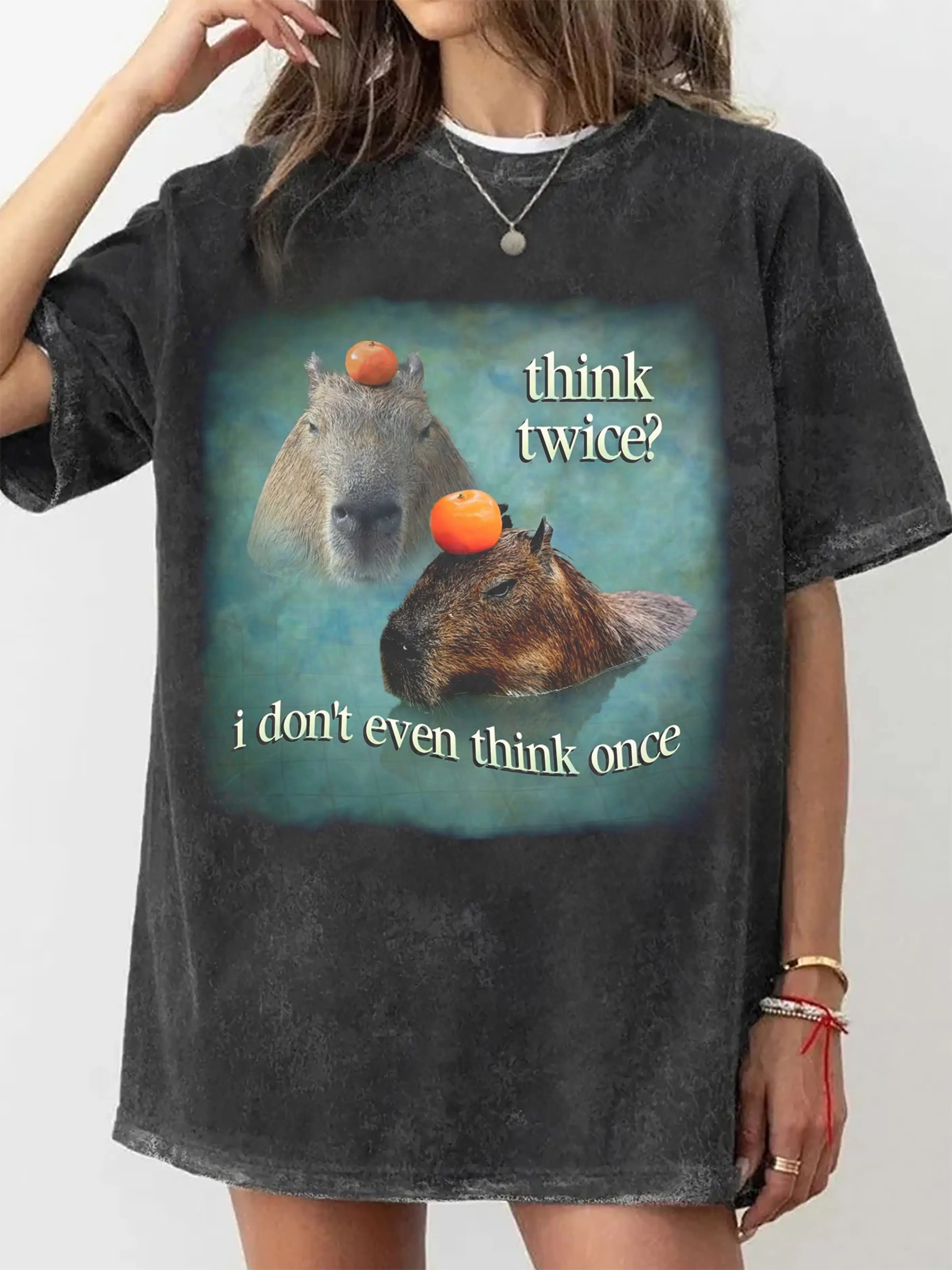 THINK TWICE I DON’T EVEN THINK ONCE CAPYBARA T-SHIRT
